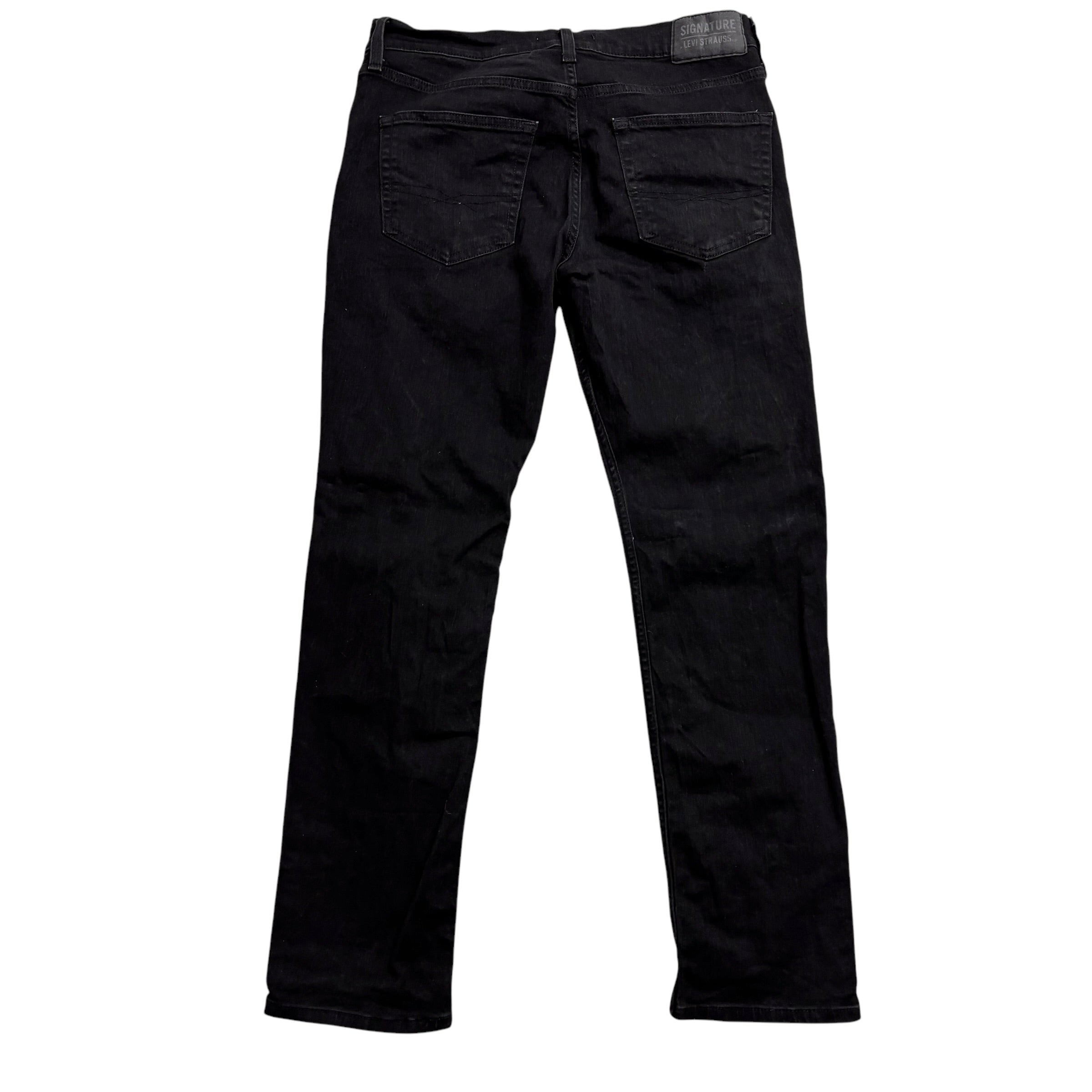 Levis Signature Jeans W32 L30 Mens Black Slim Fit Stretch Denim
