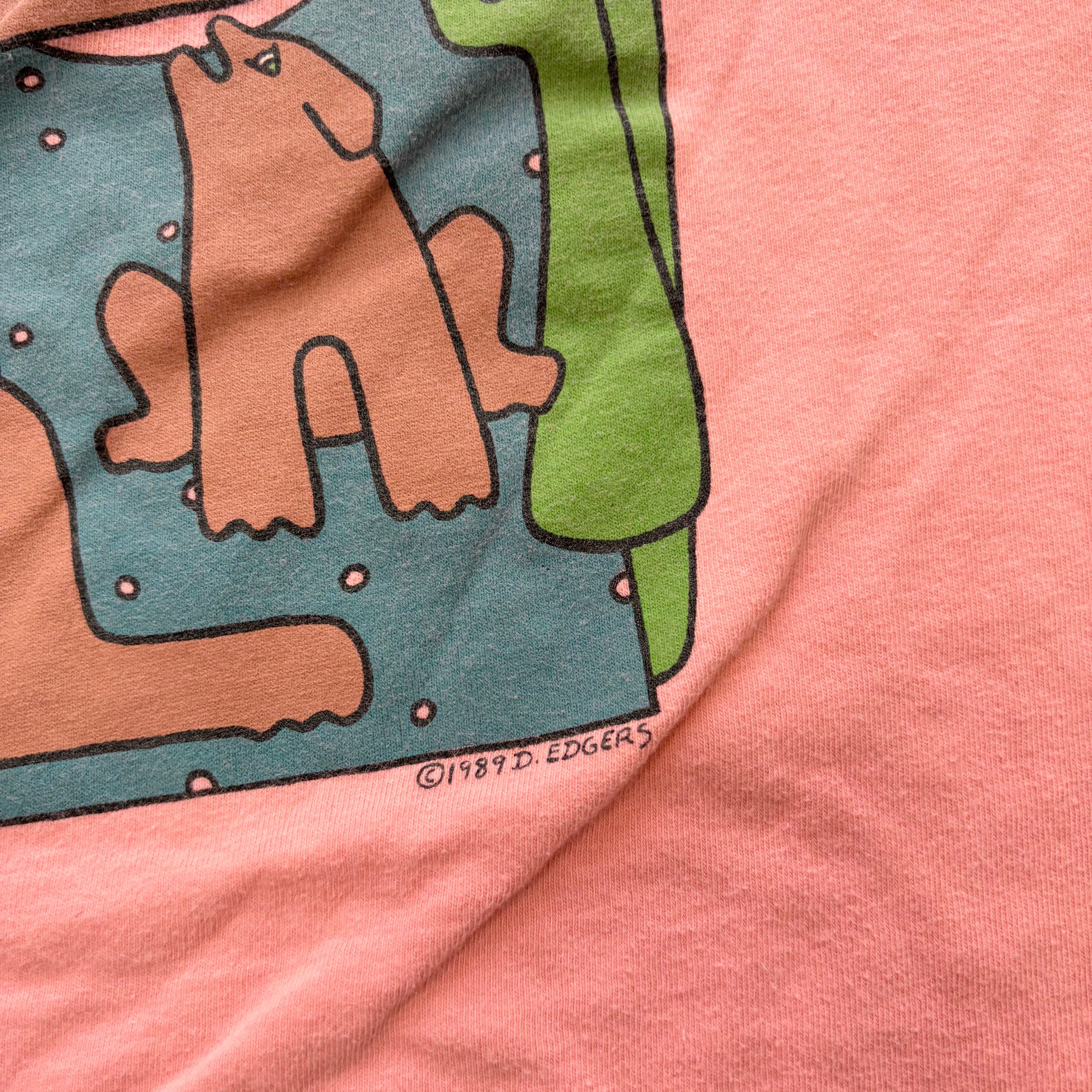 Vintage T Shirt Mens Medium Pink Single Stitch Graphic Print 90s Art (E)