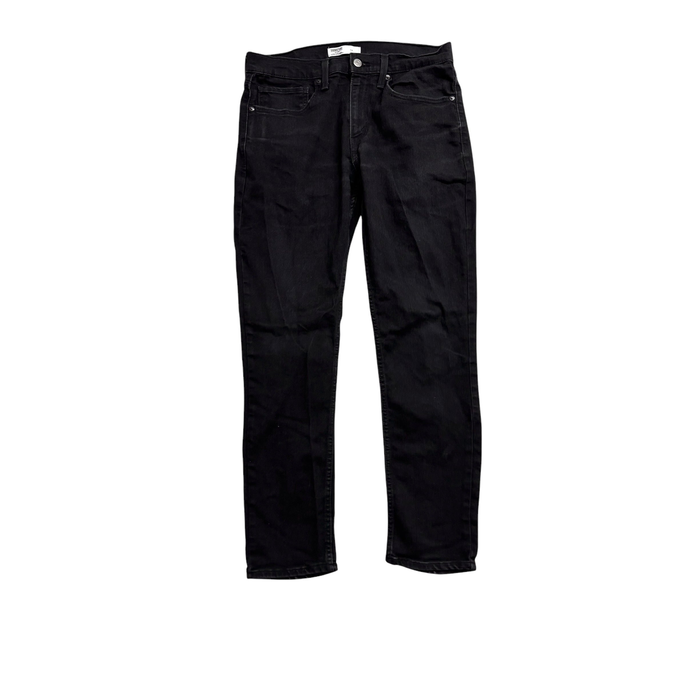 Levis Signature Jeans W32 L30 Mens Black Slim Fit Stretch Denim (E)