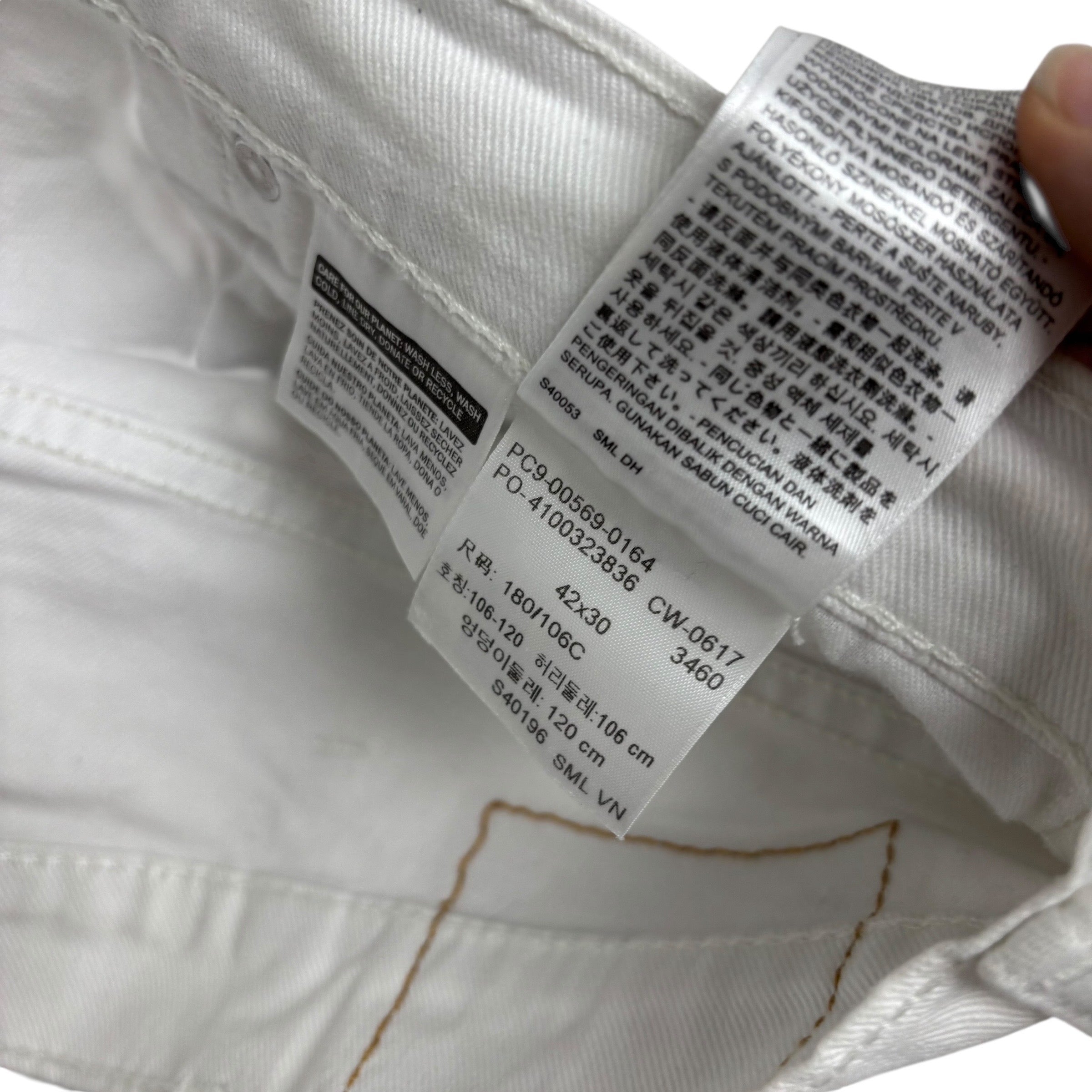 Levis 569 Jeans W44 L29 Mens White Baggy Relaxed Straight Fit Stretch Denim (F)