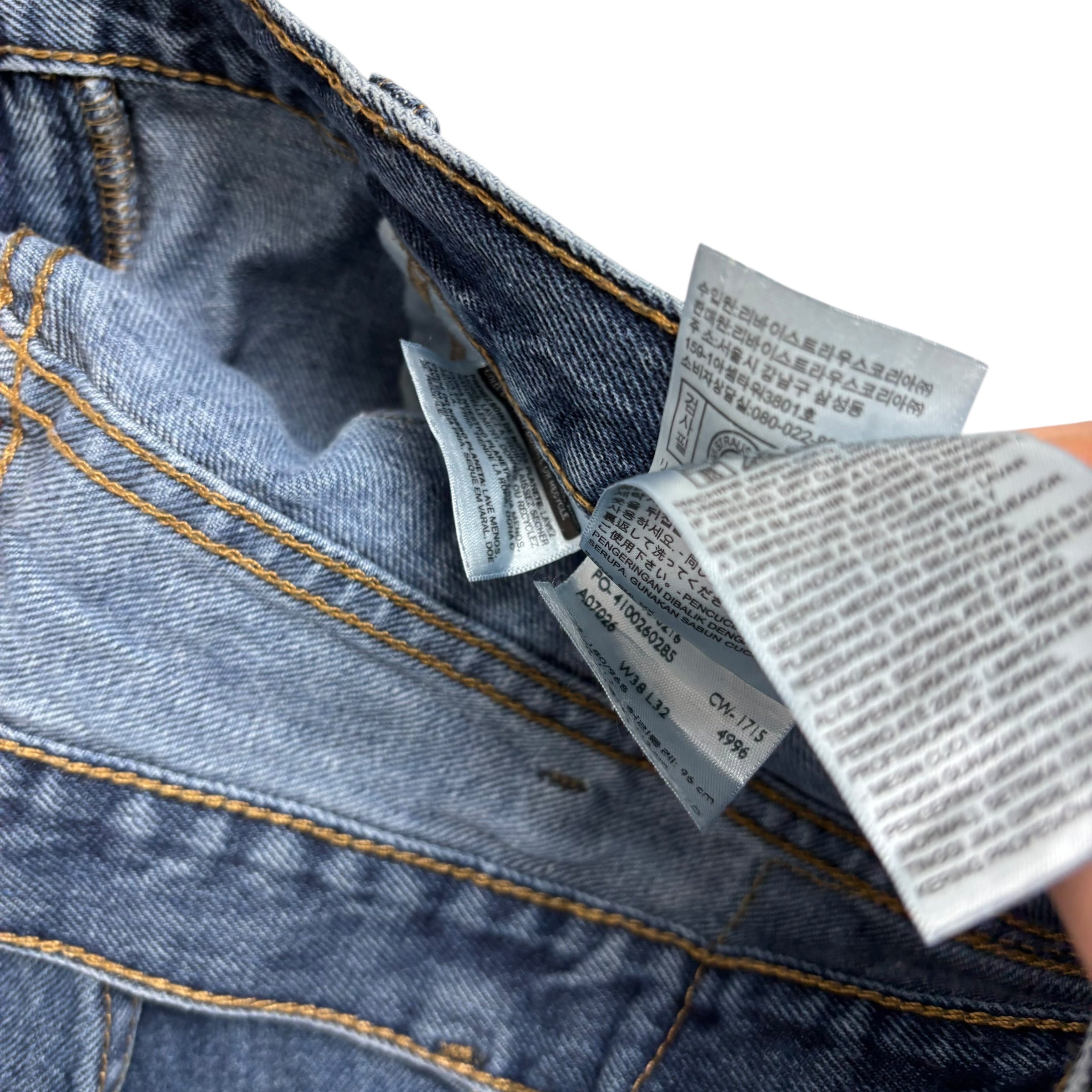 Levis 505 Jeans W38 L32 Mens Mid Blue Regular Straight Fit Denim