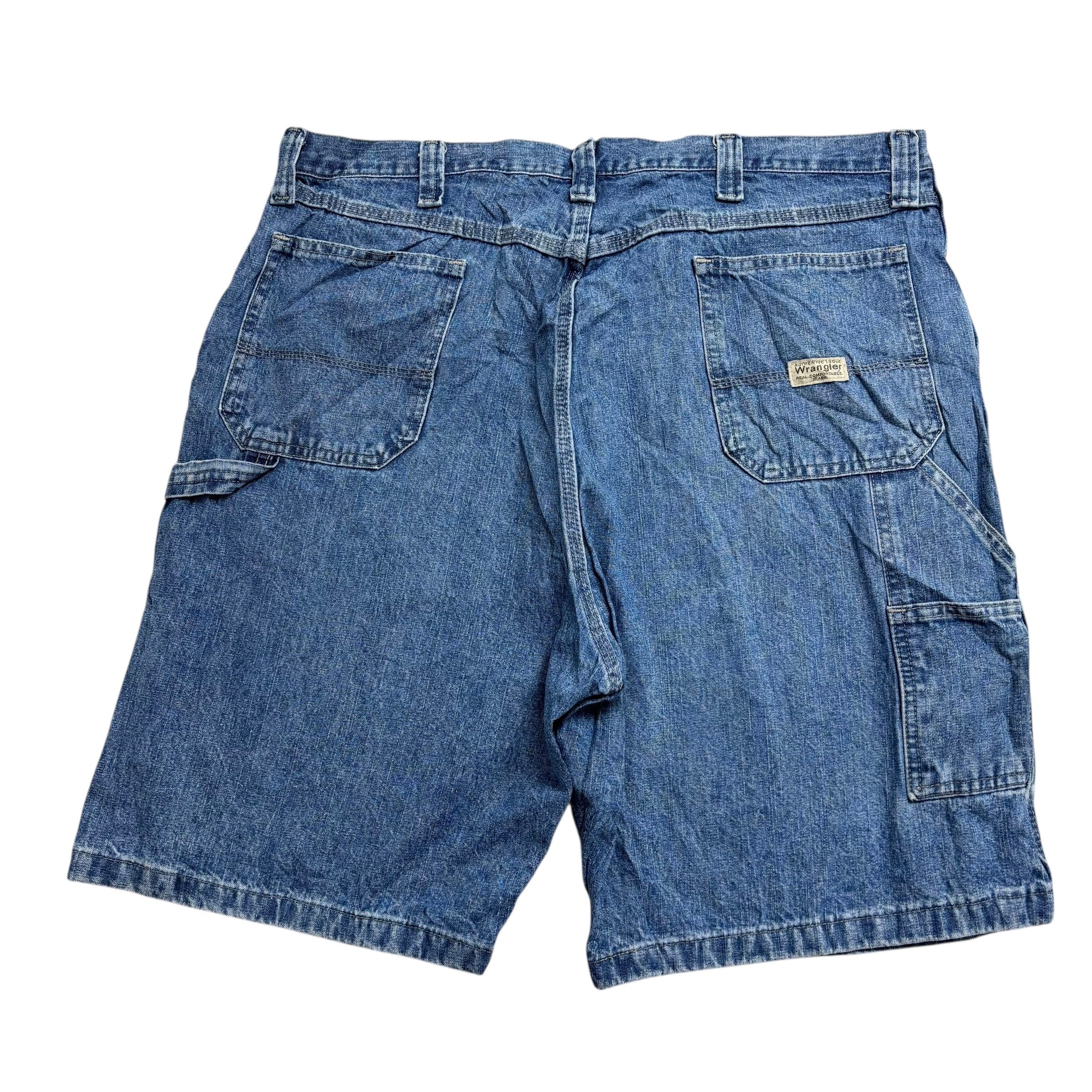 Wrangler Baggy Jorts W40 Mens Mid Blue Denim Shorts Relaxed Fit Carpenter