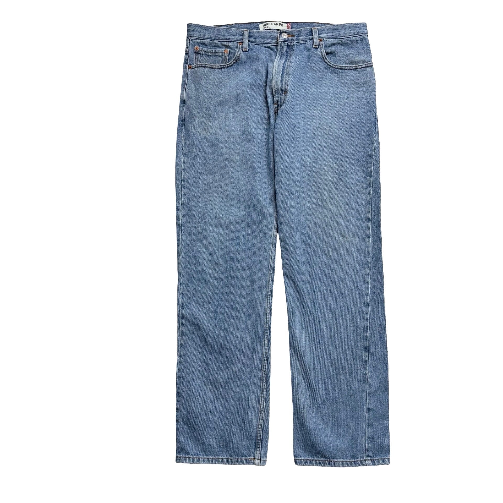Levis 505 Jeans W38 L34 Mens Light Blue Regular Straight Fit Vintage Denim (E)