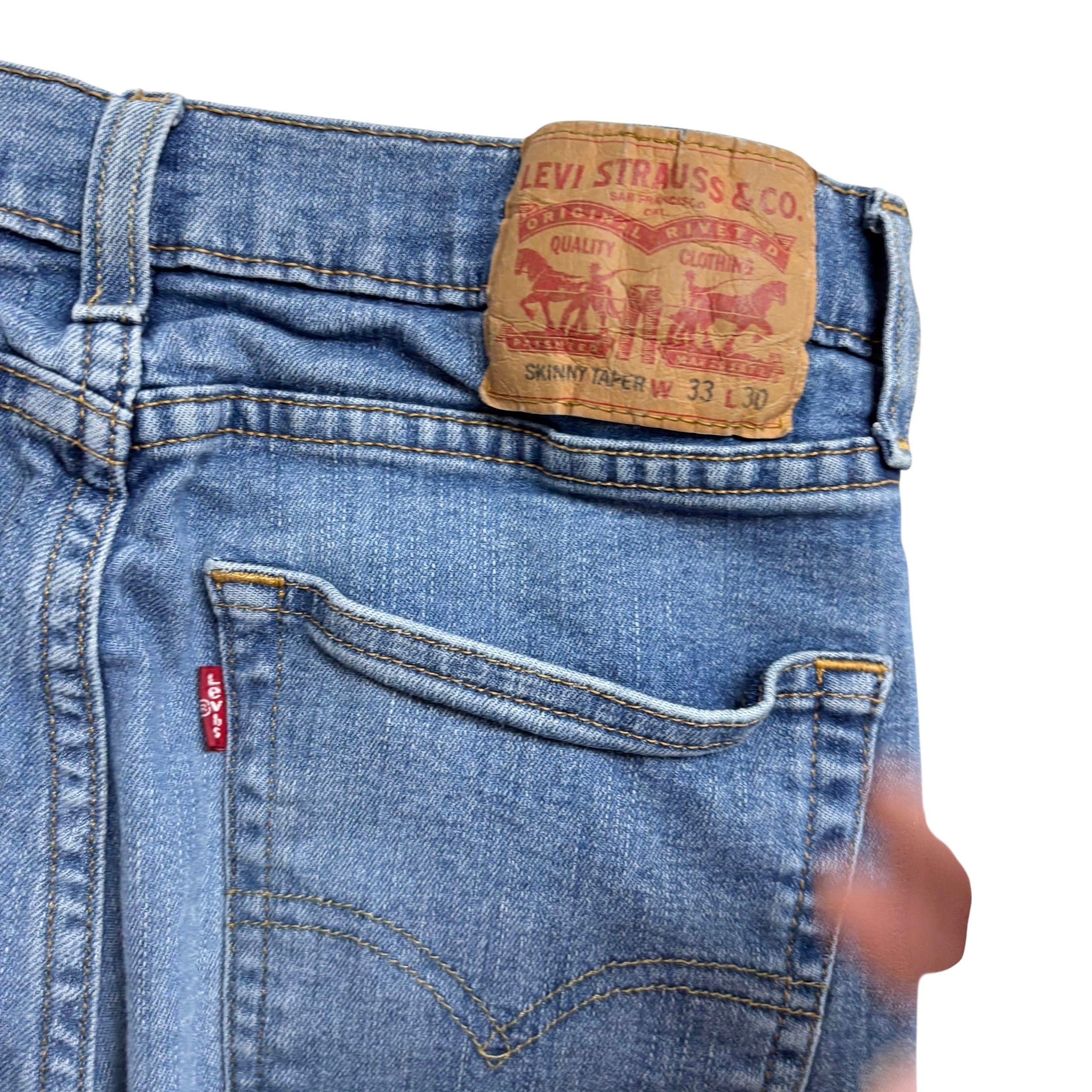 Levis Skinny Tapered Fit Jeans W30 L30 Mens Light Blue Stretch Denim