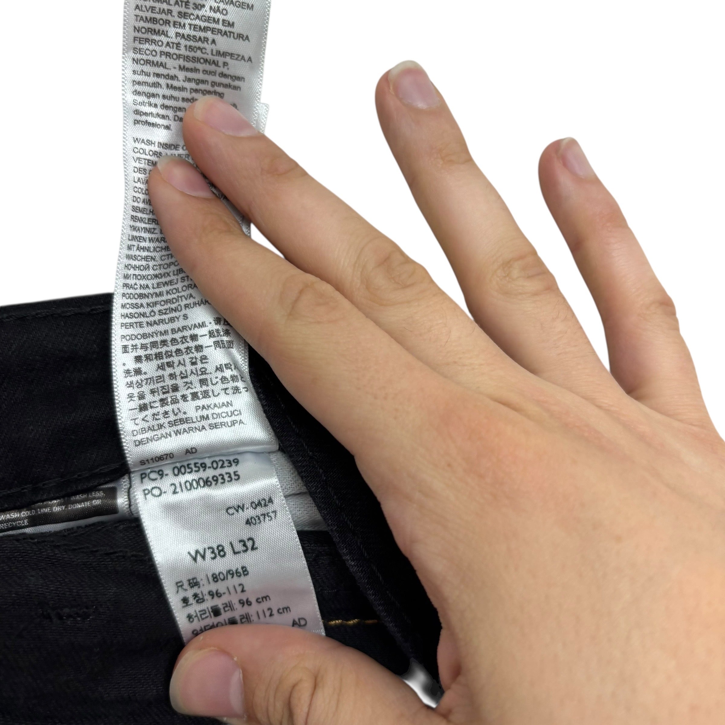 Levis 559 Jeans W38 L32 Mens Black Relaxed Straight Fit Stretch Denim (E)