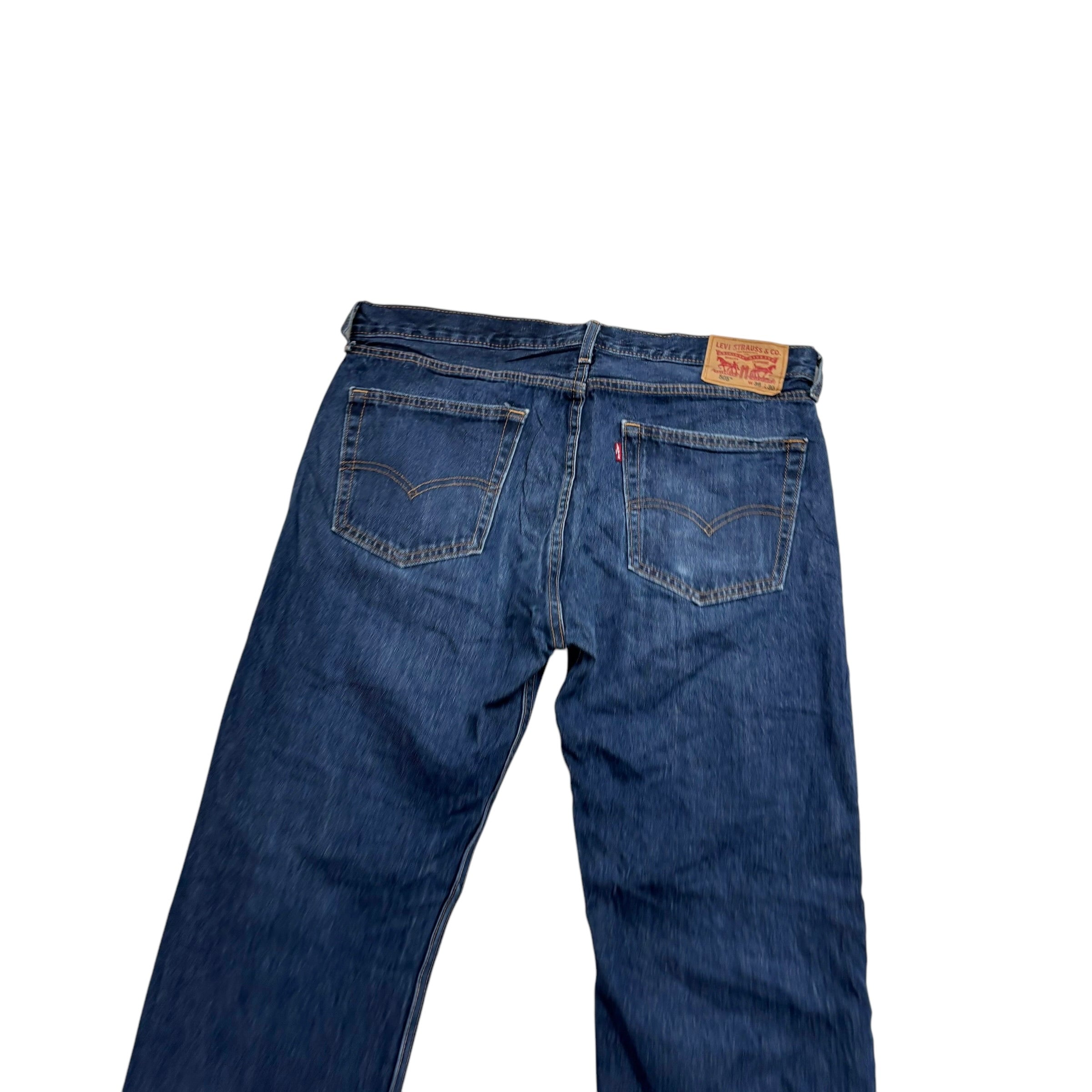 Levis 505 Jeans W36 L30 Mens Dark Blue Regular Straight Fit Denim (E)