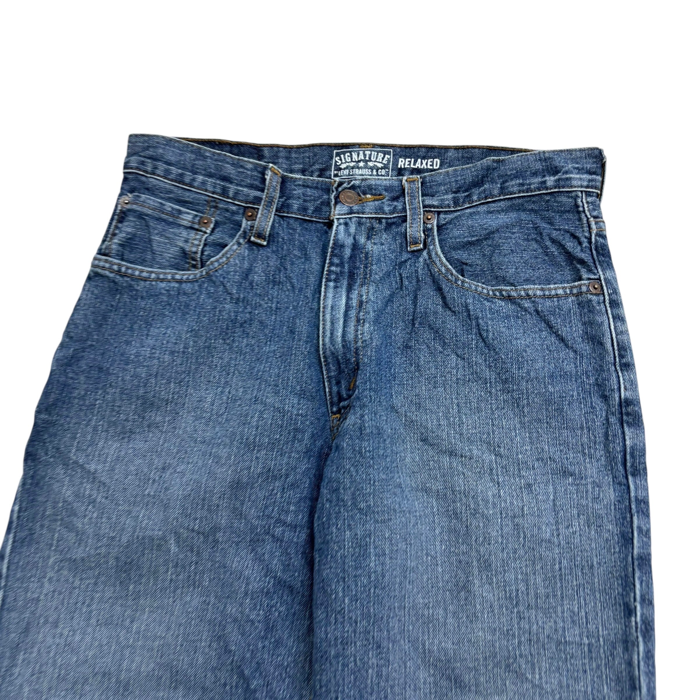 Levis Signature Jeans W32 L30 Mens Mid Blue Relaxed Straight Fit Vintage (E)