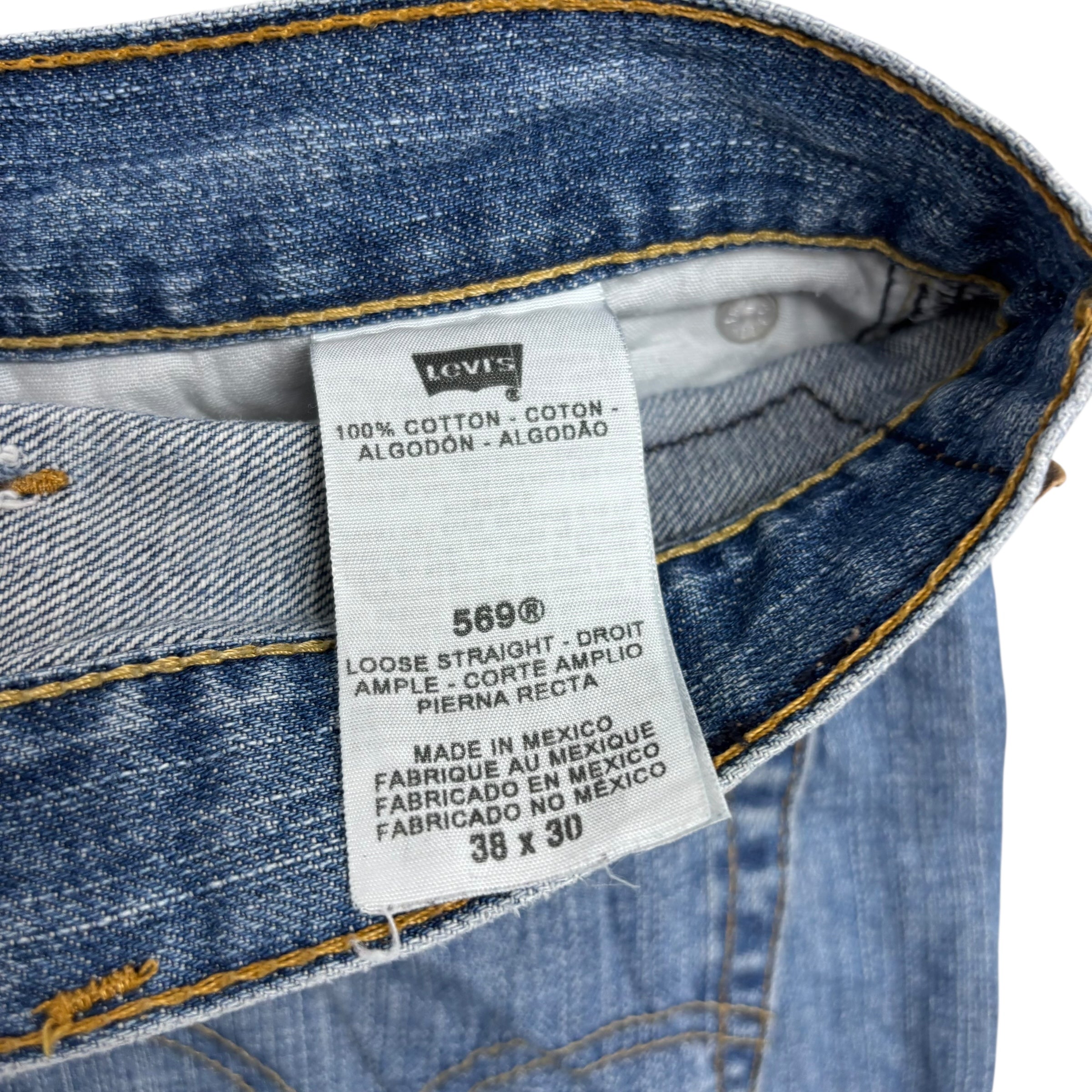 Levis 559 Jeans W38 L30 Mens Mid Blue Baggy Relaxed Straight Fit Vintage Denim