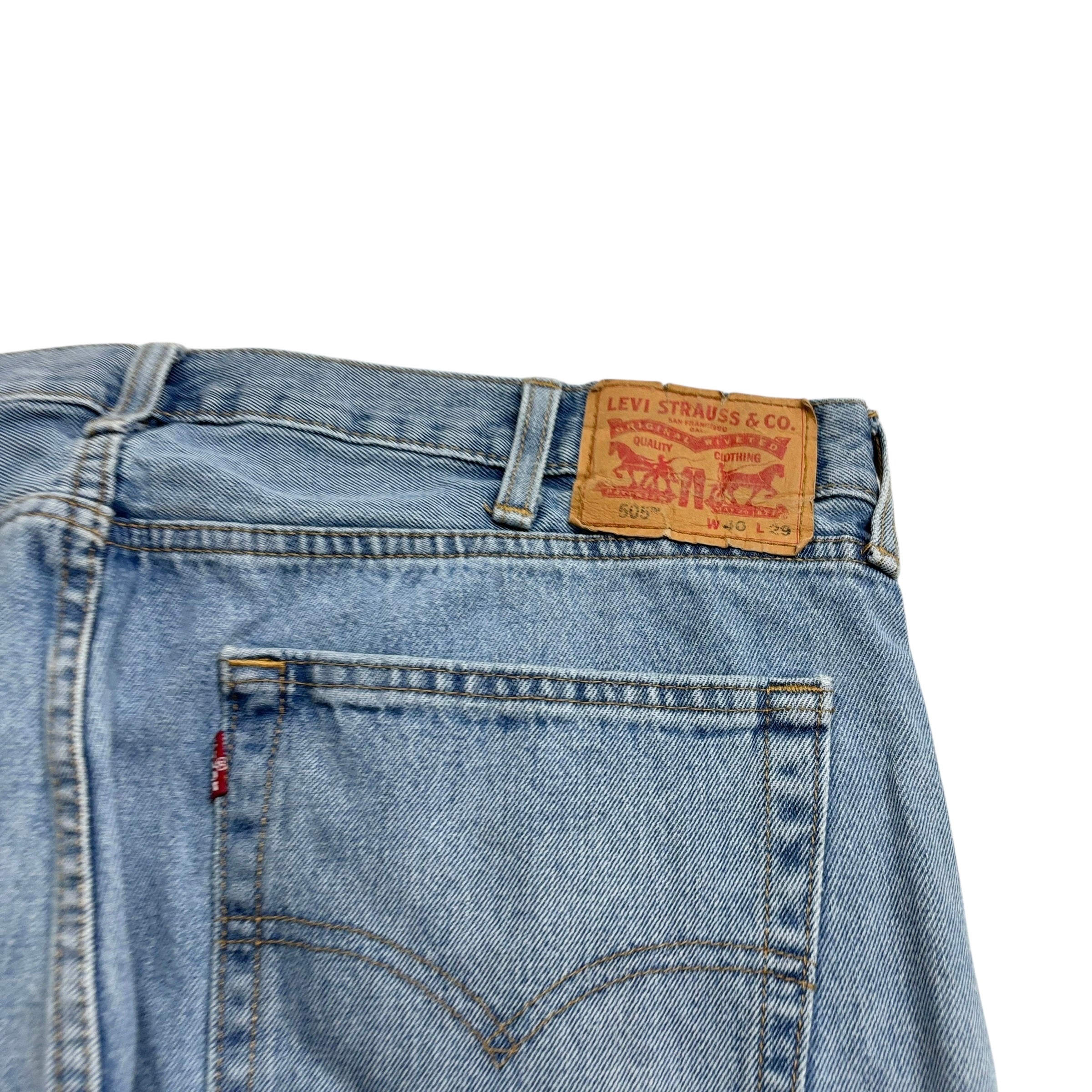 Levis 505 Jeans W40 L29 Mens Light Blue Regular Straight Fit Denim (F)