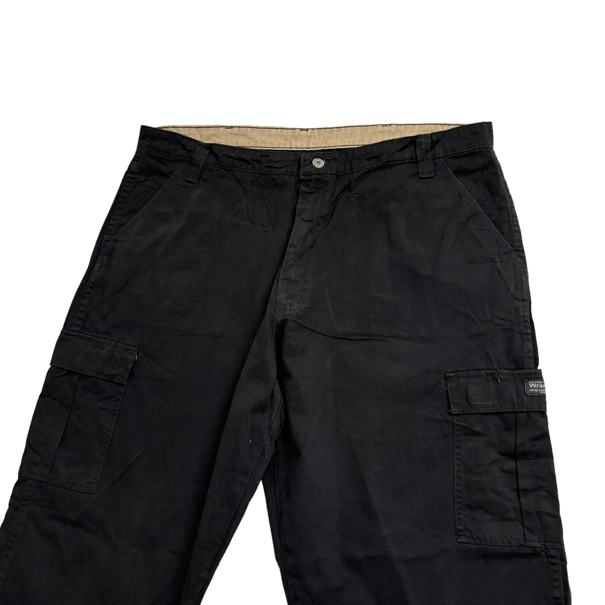 Wrangler Cargo Trousers W40 L30 Mens Black Baggy Relaxed Fit Cotton Pants