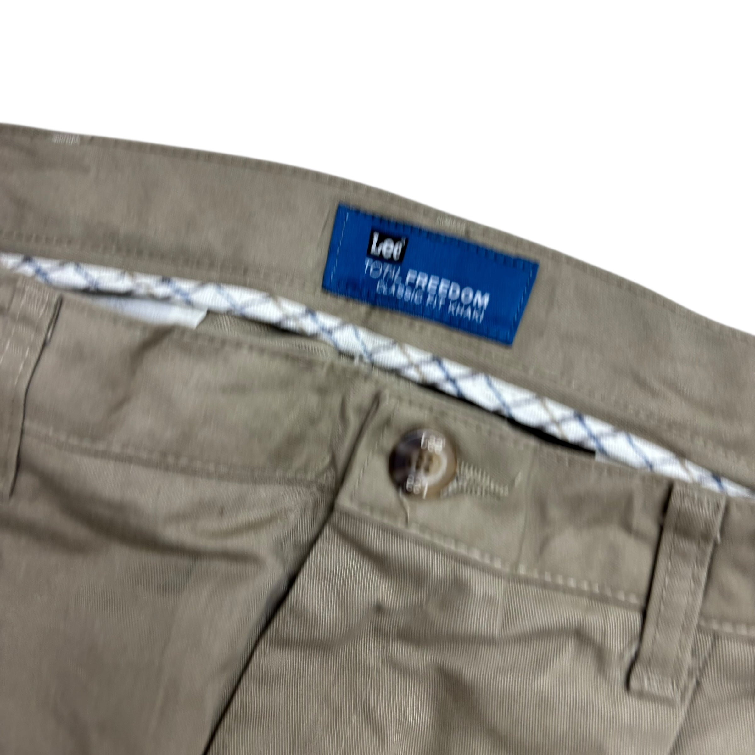 Lee Trousers W36 L29 Mens Beige Relaxed Fit Total Freedom Pants (F)