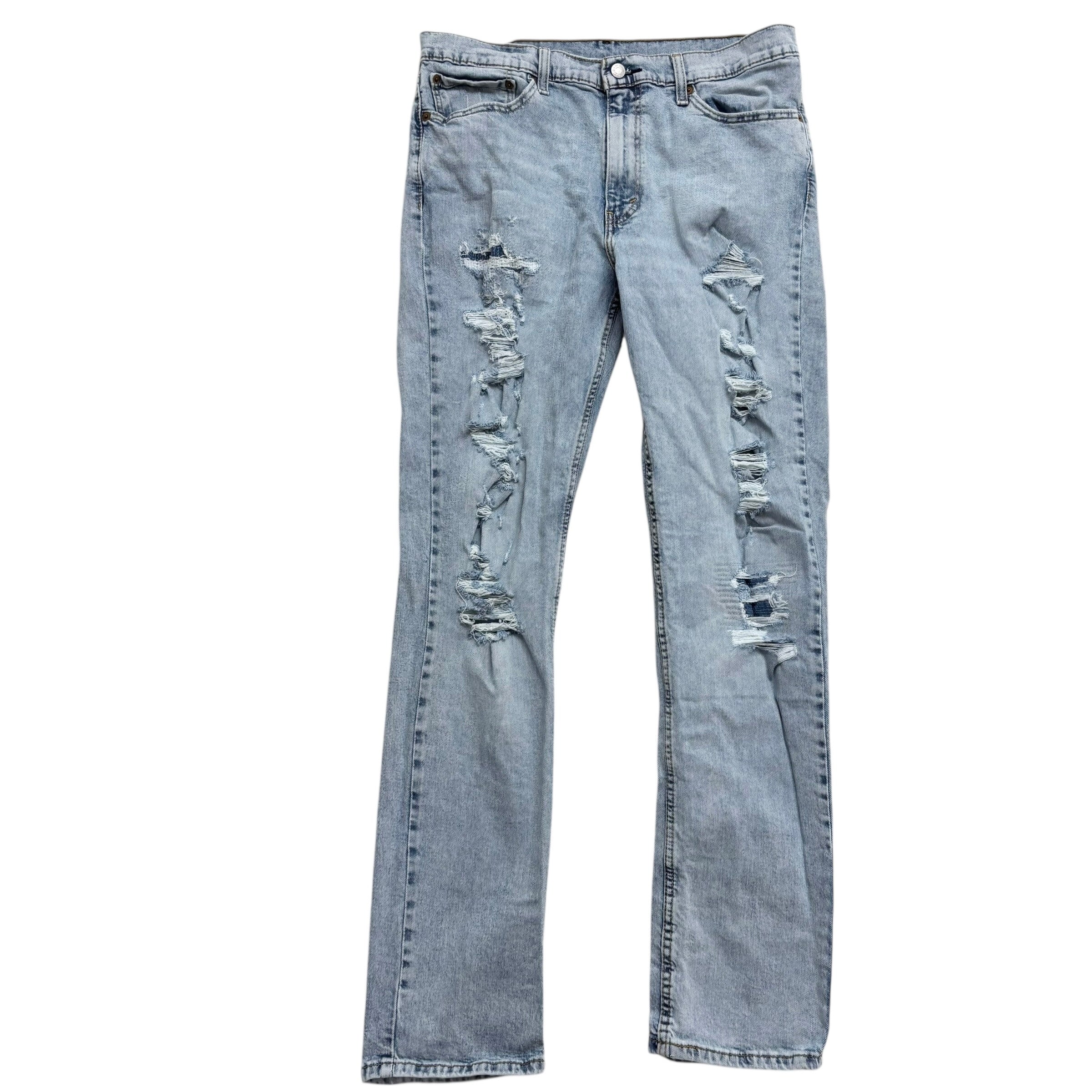 Levis 511 Jeans W34 L34 Mens Light Blue Slim Fit Distressed Stretch Denim