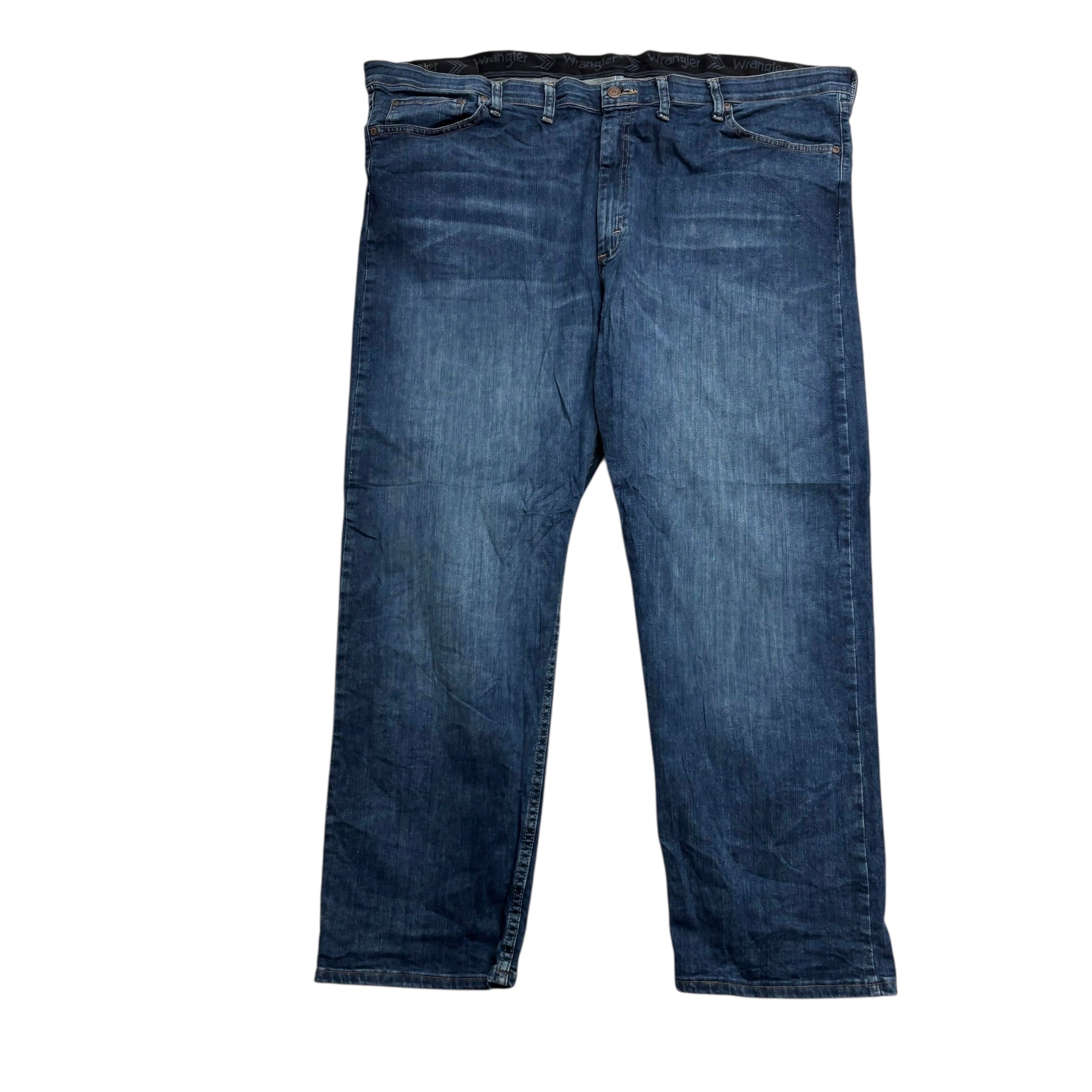 Wrangler Jeans W48 L30 Mens Dark Blue Relaxed Straight Fit Stretch Denim (E)