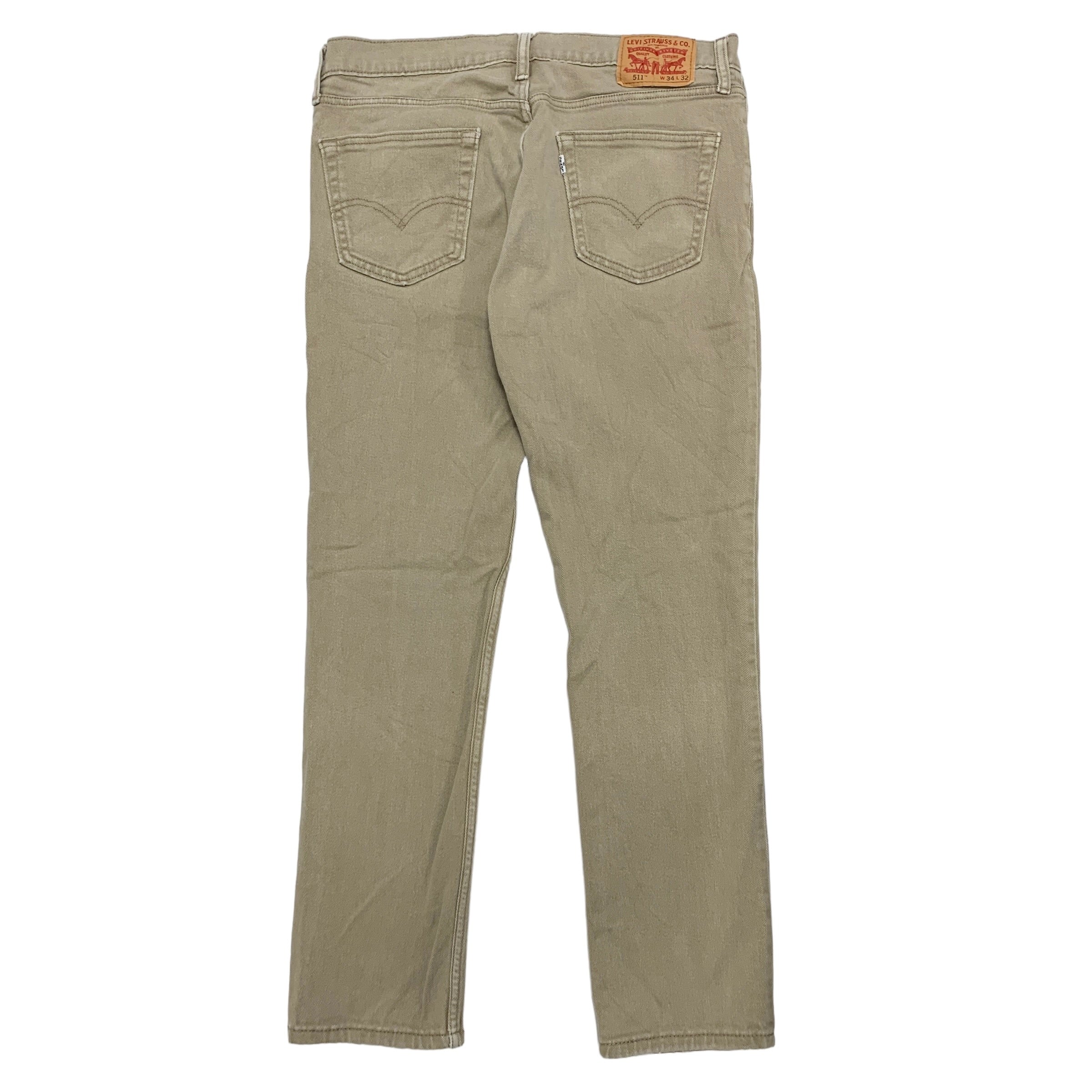 Levis 511 Trousers W34 L30 Mens Beige Slim Fit Stretch Cotton Pants