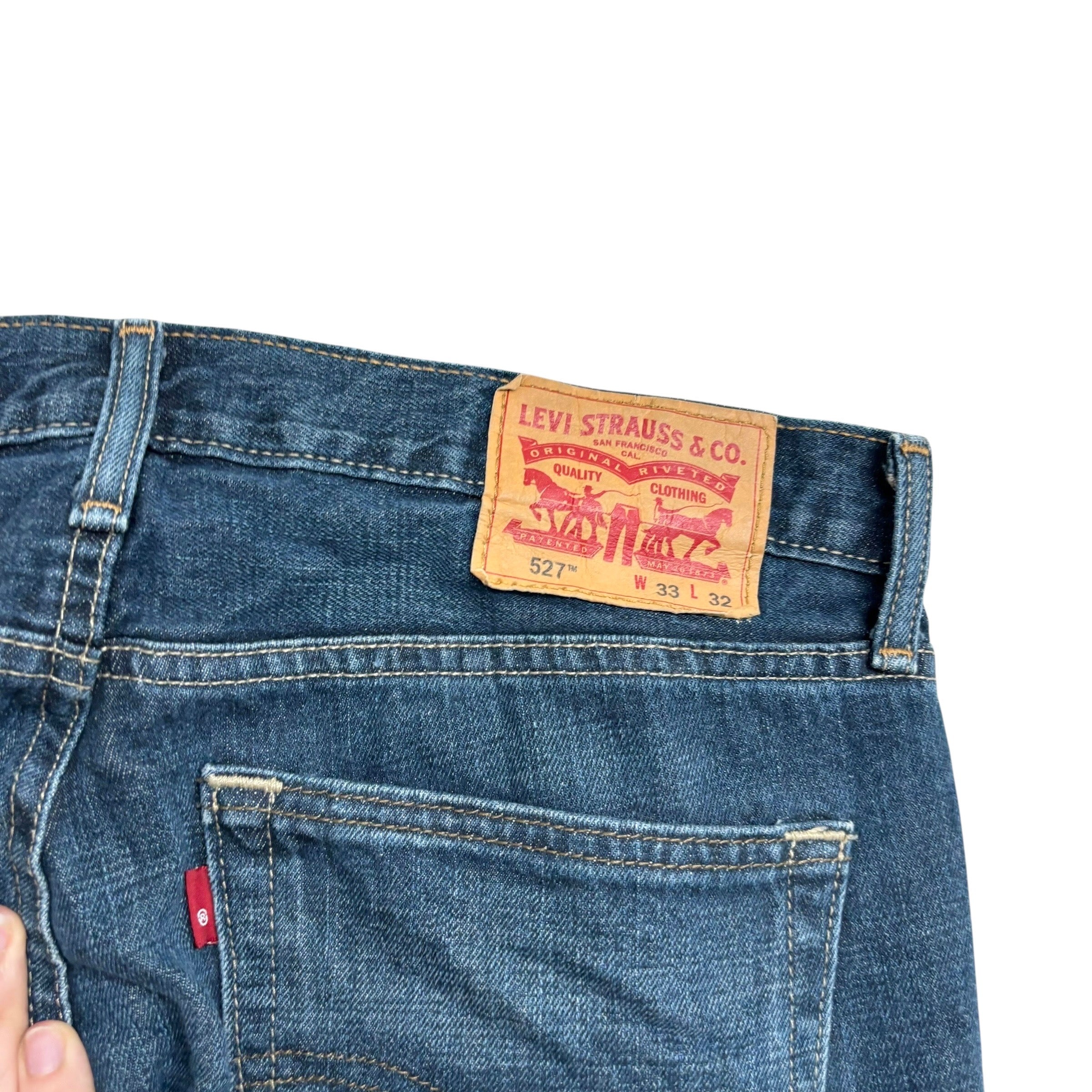 Levis 527 Jeans W33 L32 Mens Dark Blue Slim Bootcut Fit Denim (E)