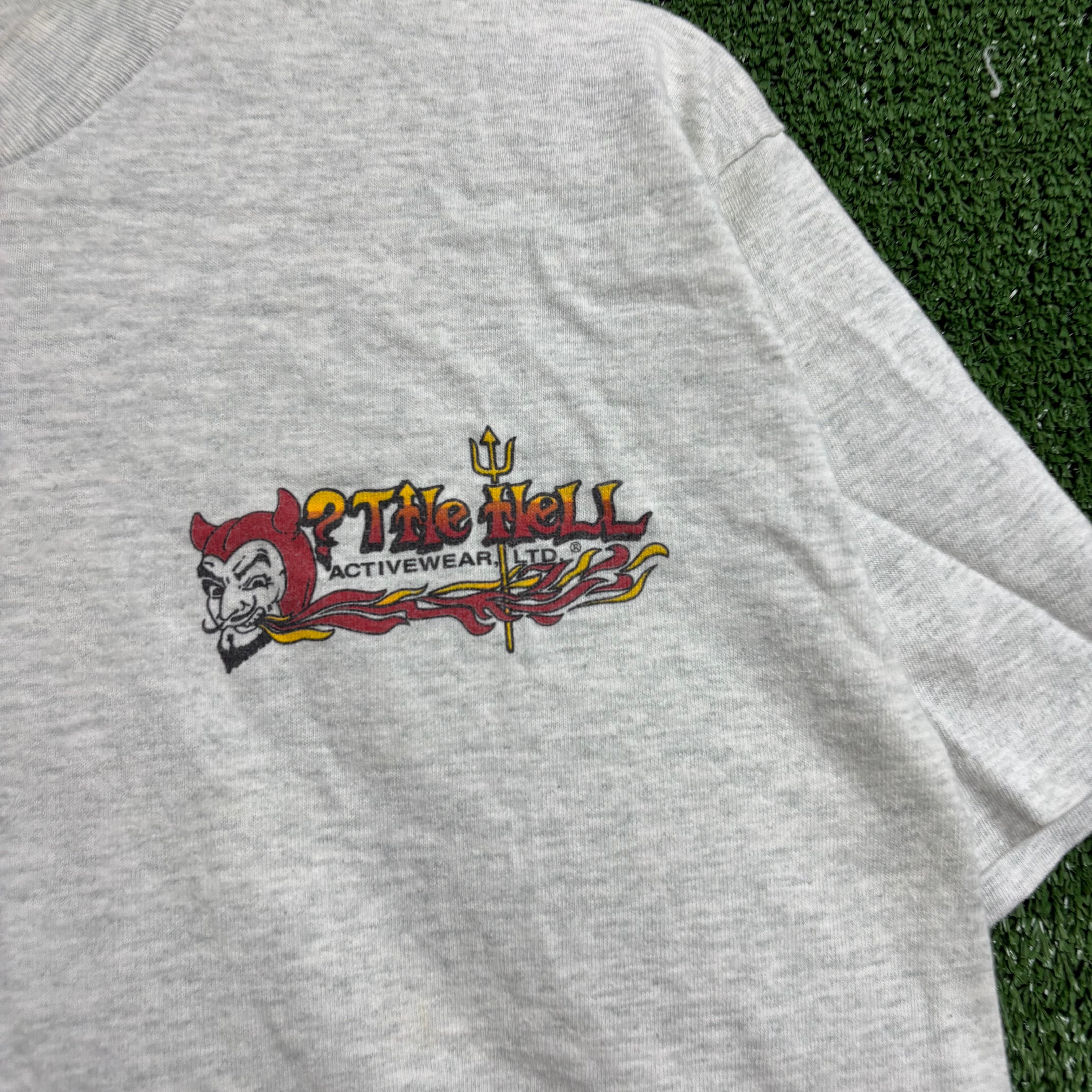 Vintage T Shirt Mens Small Grey Single Stitch Graphic Print 90s USA Tourist FOTL