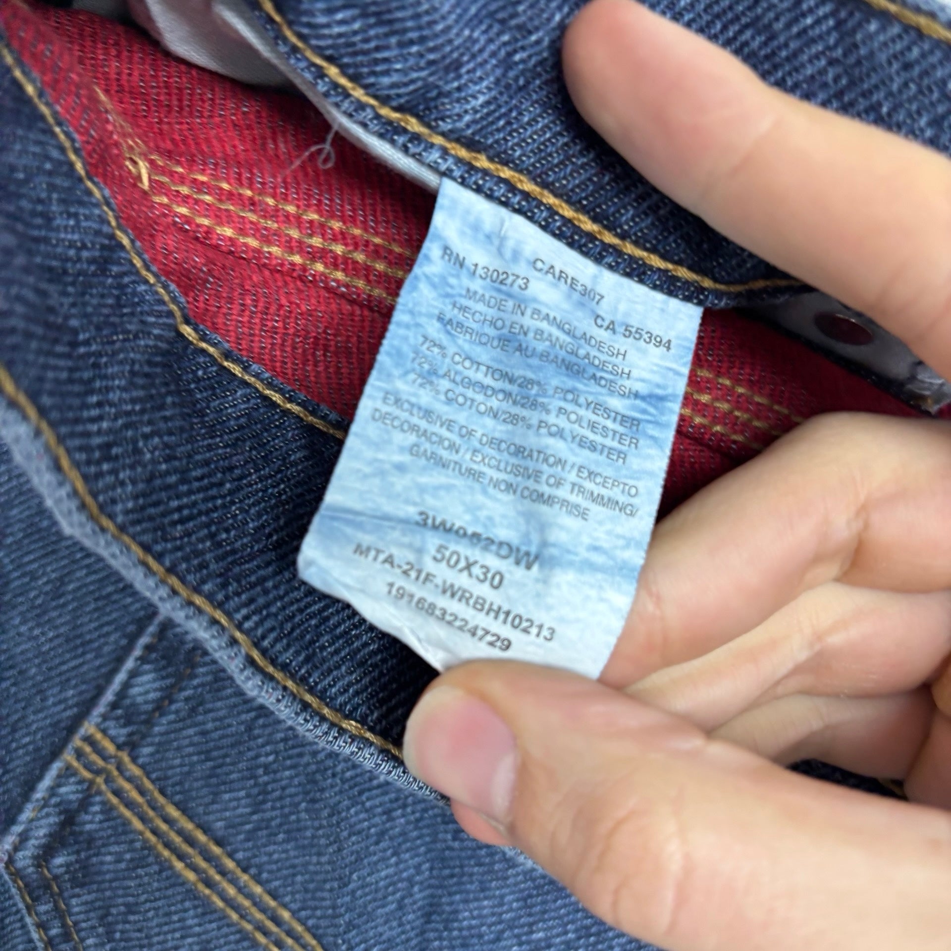 Wrangler Jeans W50 L30 Mens Dark Blue Relaxed Tapered Fit Stretch Denim (E)