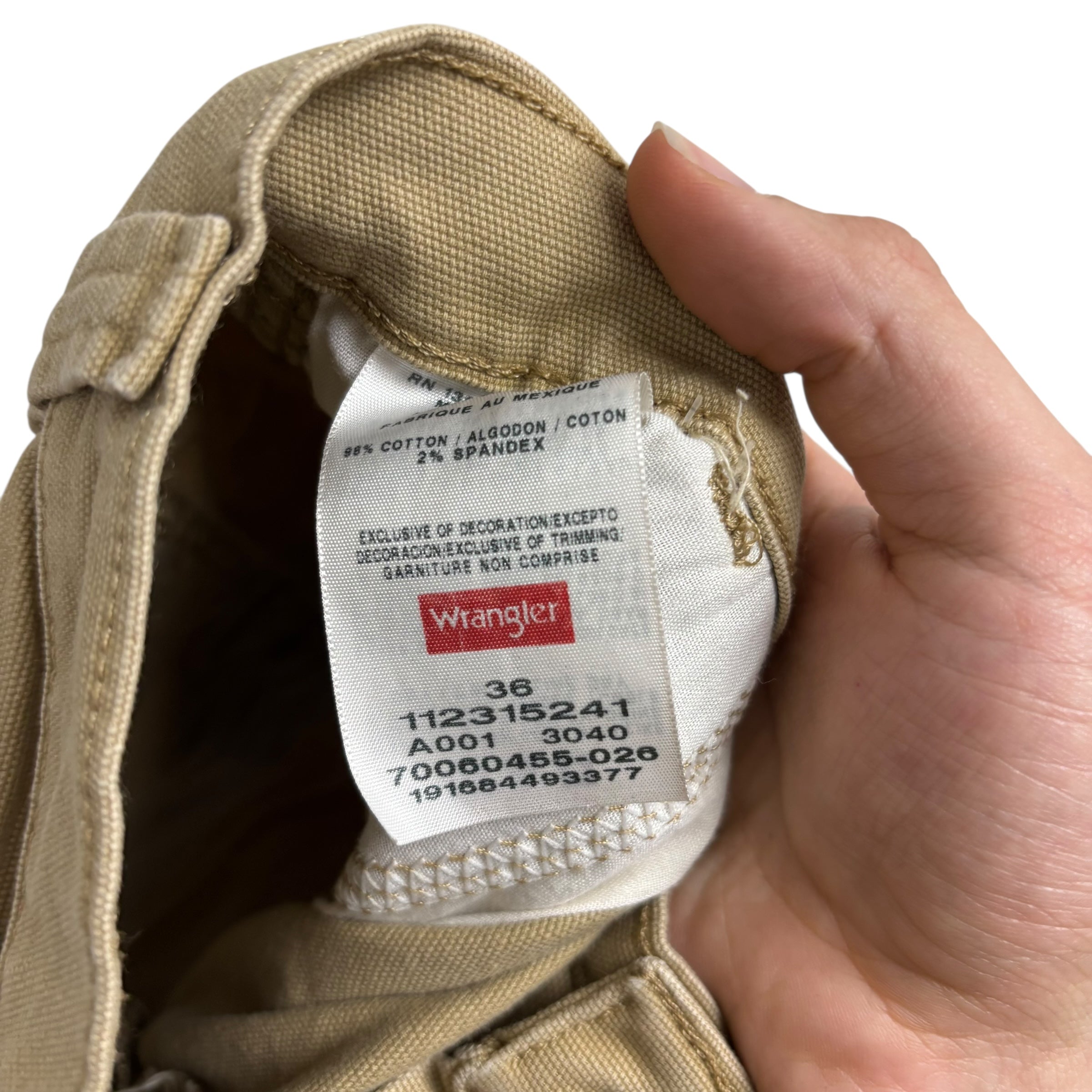 Wrangler Baggy Jorts W36 Mens Tan Canvas Shorts Relaxed Carpenter Stretch (E)