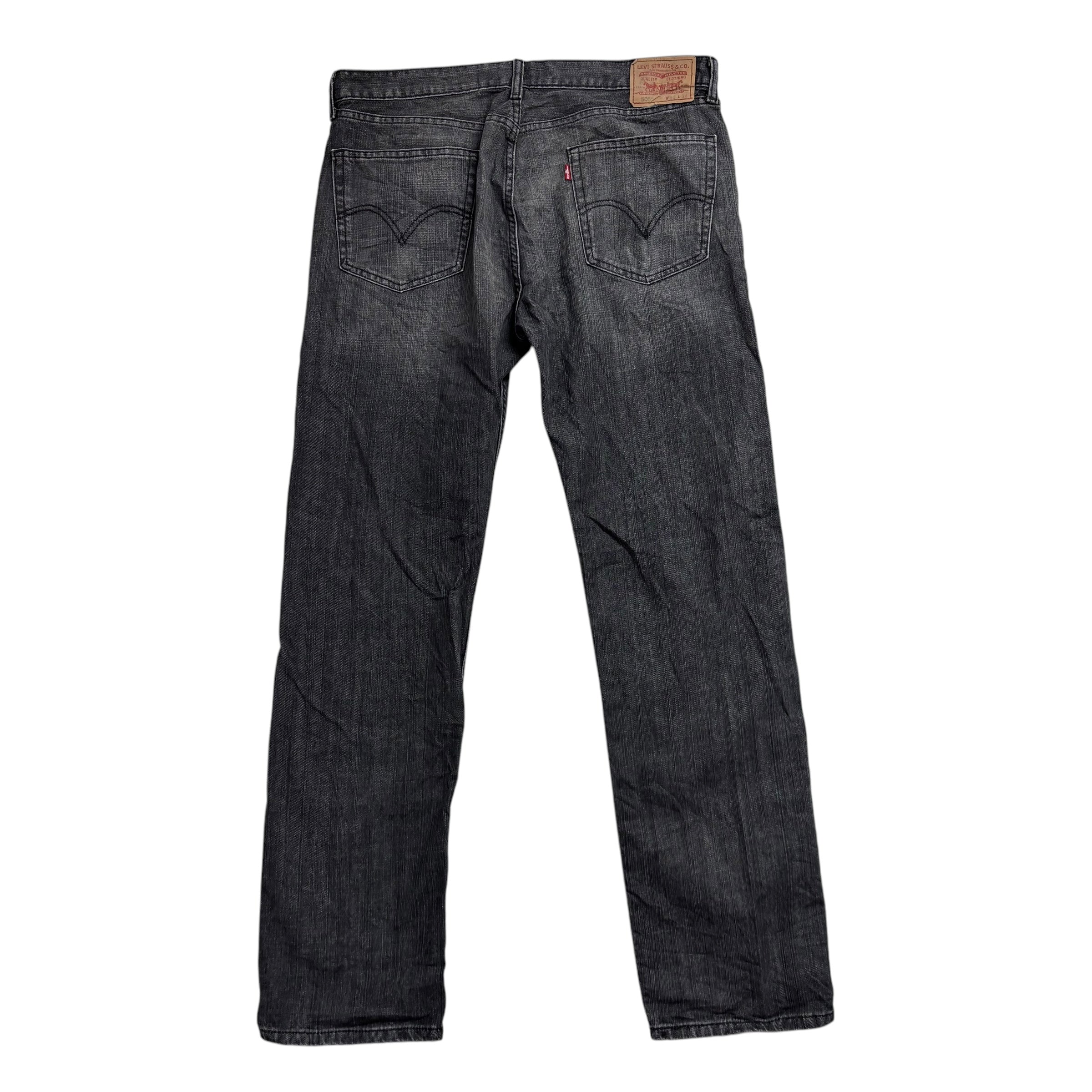 Levis 505 Jeans W36 L34 Mens Black Regular Straight Fit Vintage Denim (E)
