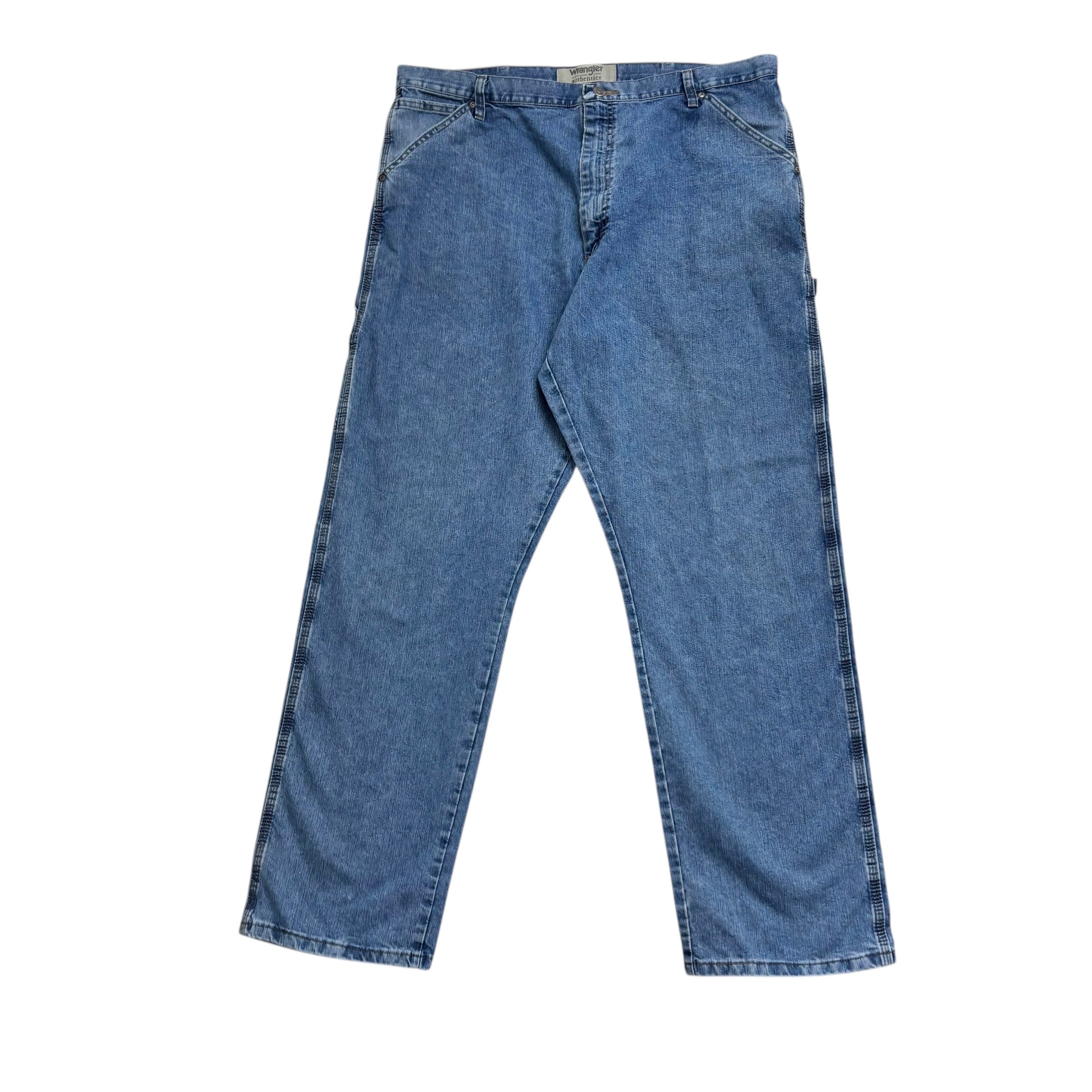 Wrangler Carpenter Jeans W40 L34 Mens Mid Blue Relaxed Straight Fit Denim (F)