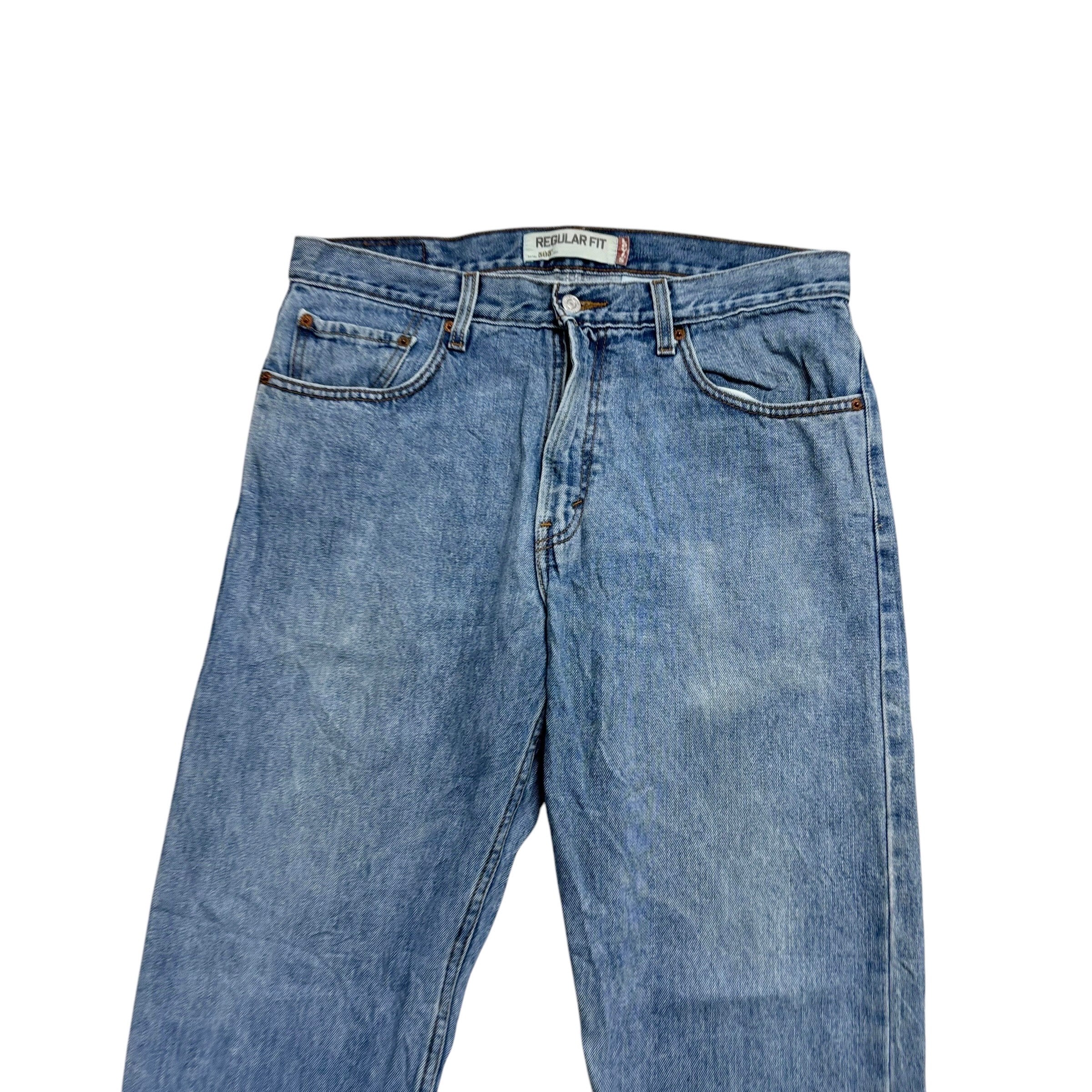 Levis 505 Jeans W34 L29 Mens Light Blue Regular Straight Fit Vintage Denim (E)