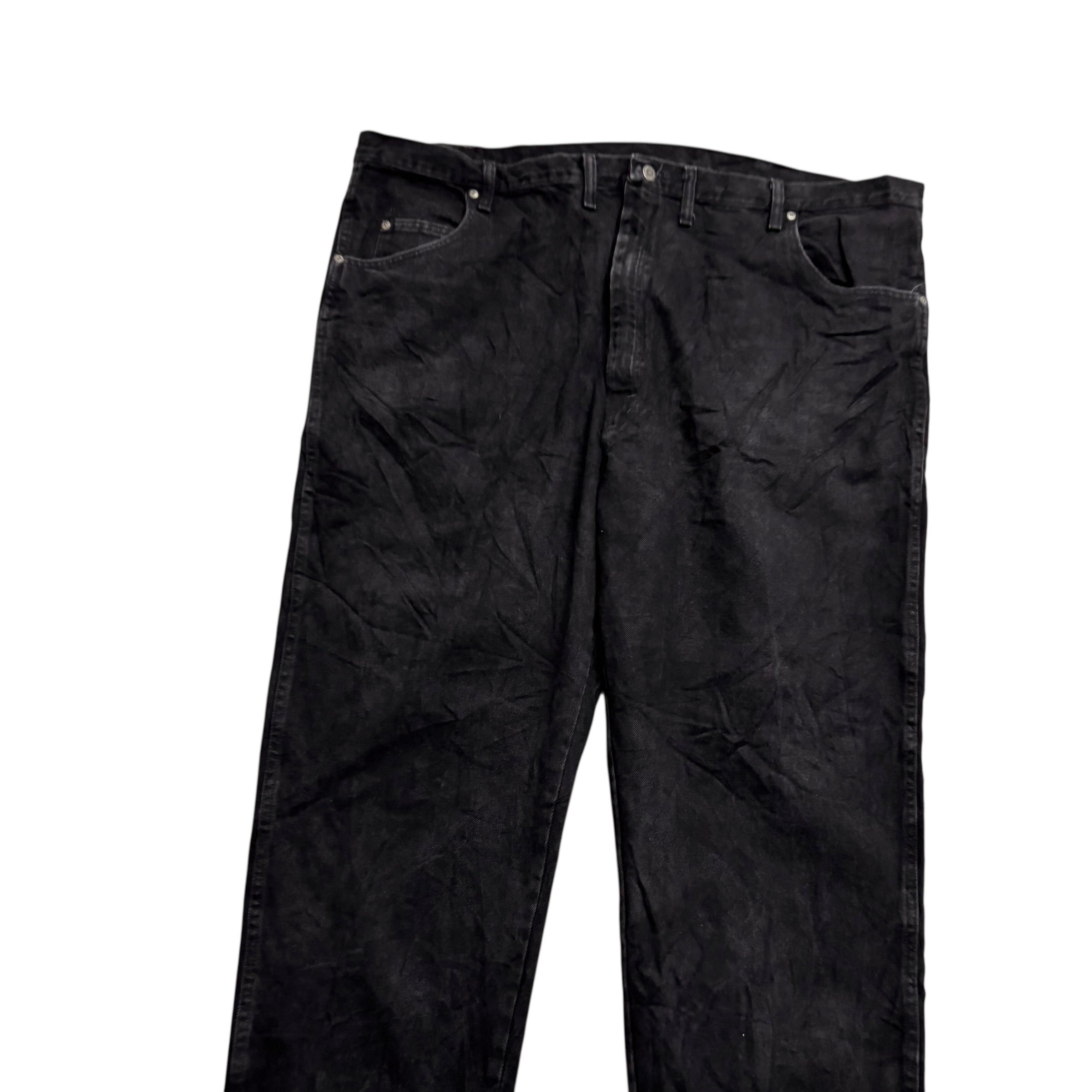 Wrangler Jeans W50 L30 Mens Black Relaxed Straight Fit Vintage Denim (E)