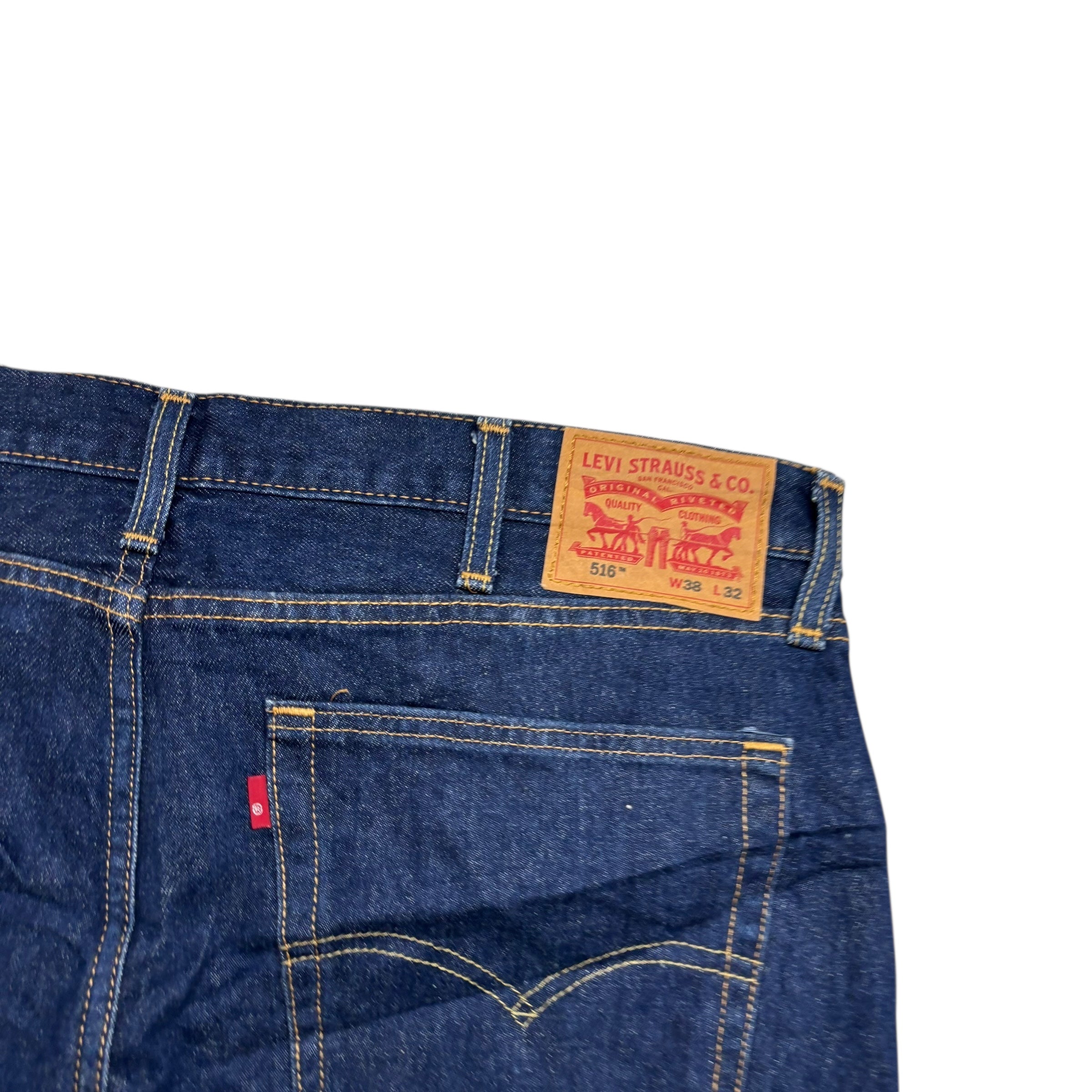 Levis 516 Jeans W38 L32 Mens Dark Blue Regular Straight Fit Denim (E)