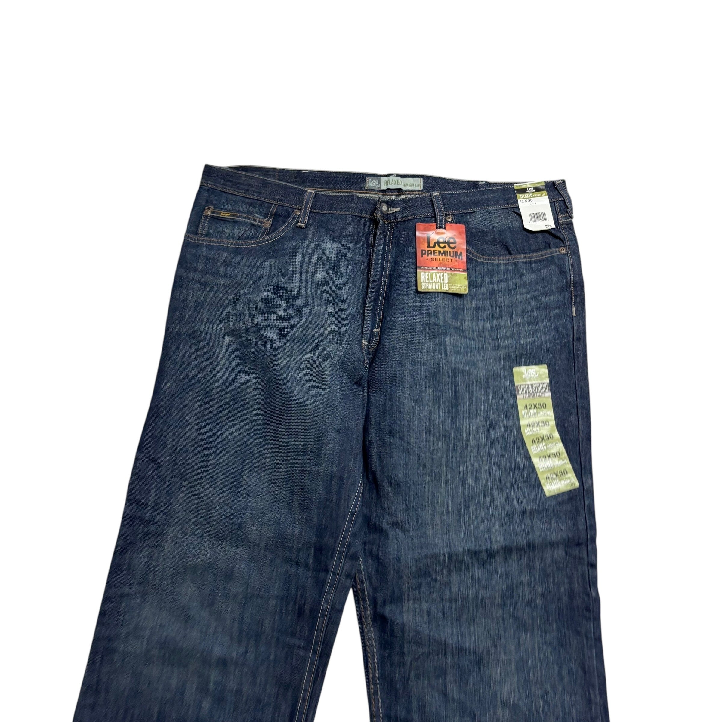 Lee Jeans W42 L30 Mens Dark Blue Baggy Relaxed Straight Fit Vintage Denim (E)