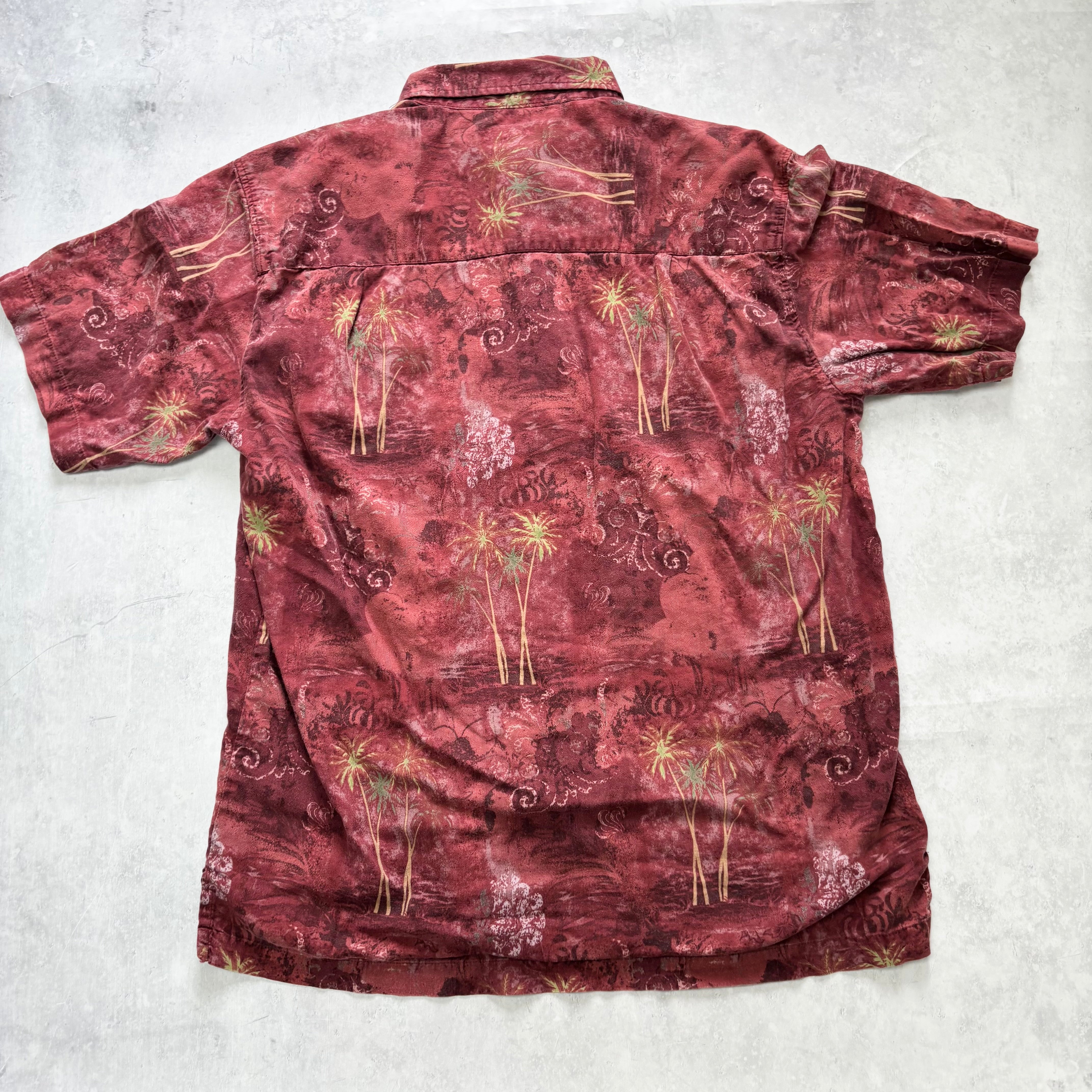 Vintage Hawaiian Shirt Mens XL Red Floral Aloha Short Sleeve Cotton Blend (E)