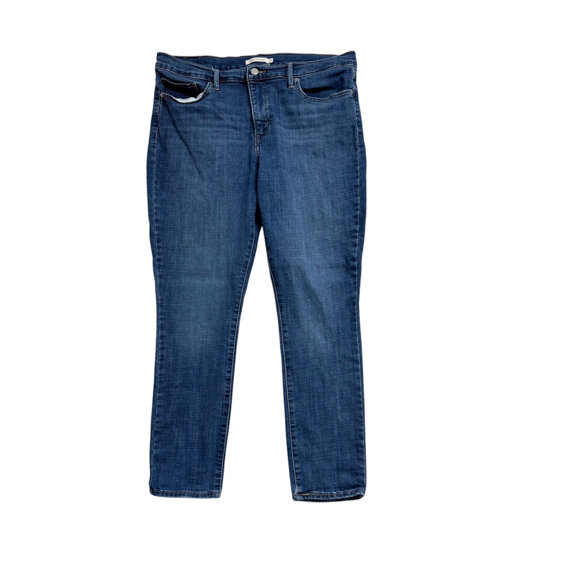 Levis 311 Jeans W34 L28 Womens Mid Blue Shaping Skinny Fit Stretch Denim (E)