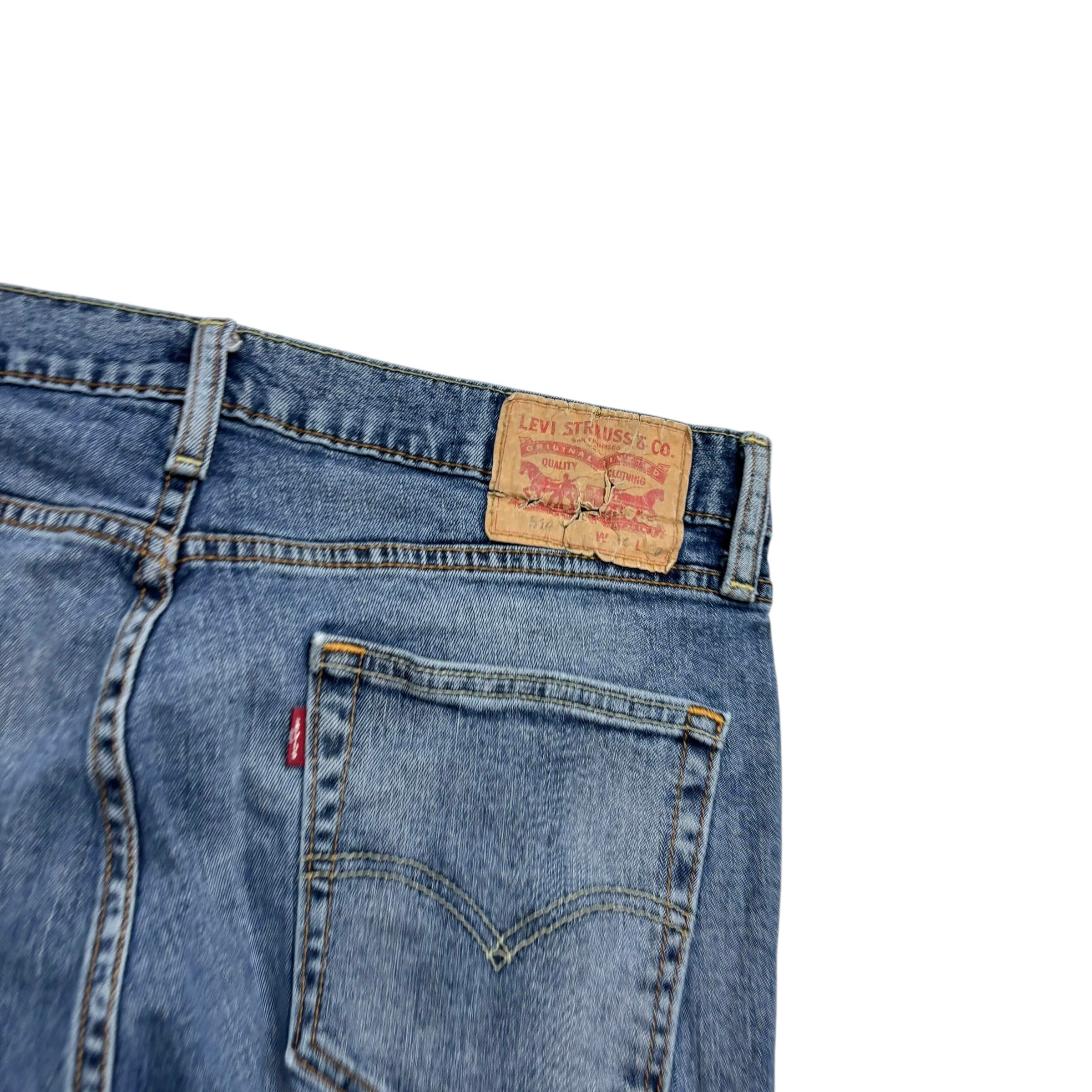 Levis 514 Jeans W34 L30 Mens Mid Blue Regular Straight Fit Stretch Denim (F)