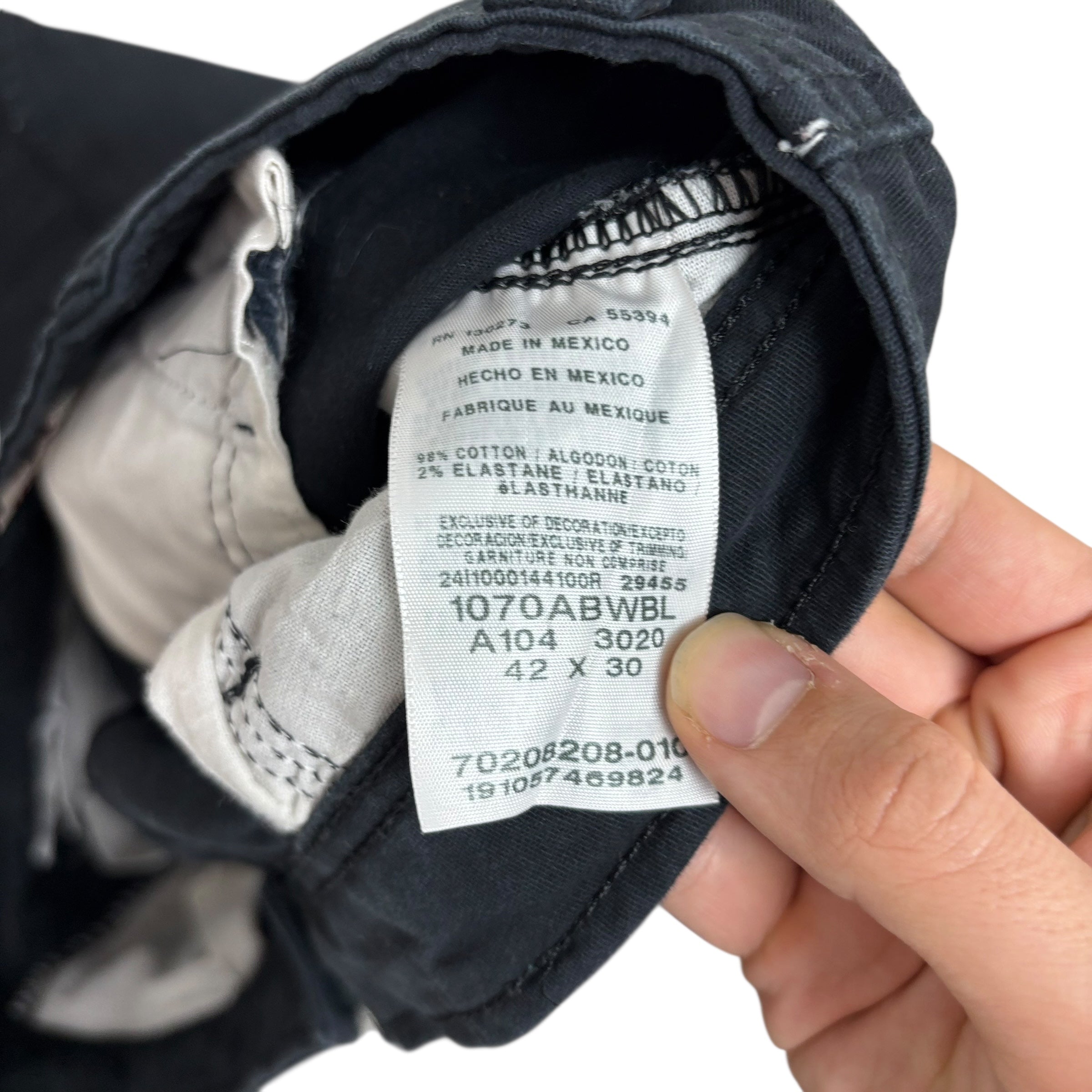 Wrangler Cargo Trousers W42 L30 Mens Black Relaxed Straight Fit Stretch Pants