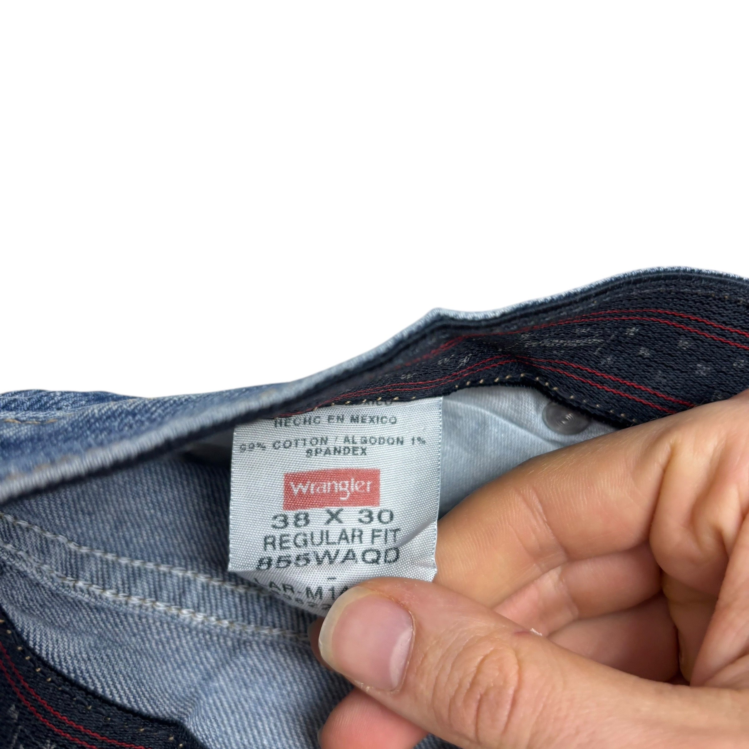 Wrangler Jeans W38 L30 Mens Mid Blue Regular Straight Fit Stretch Denim (E)