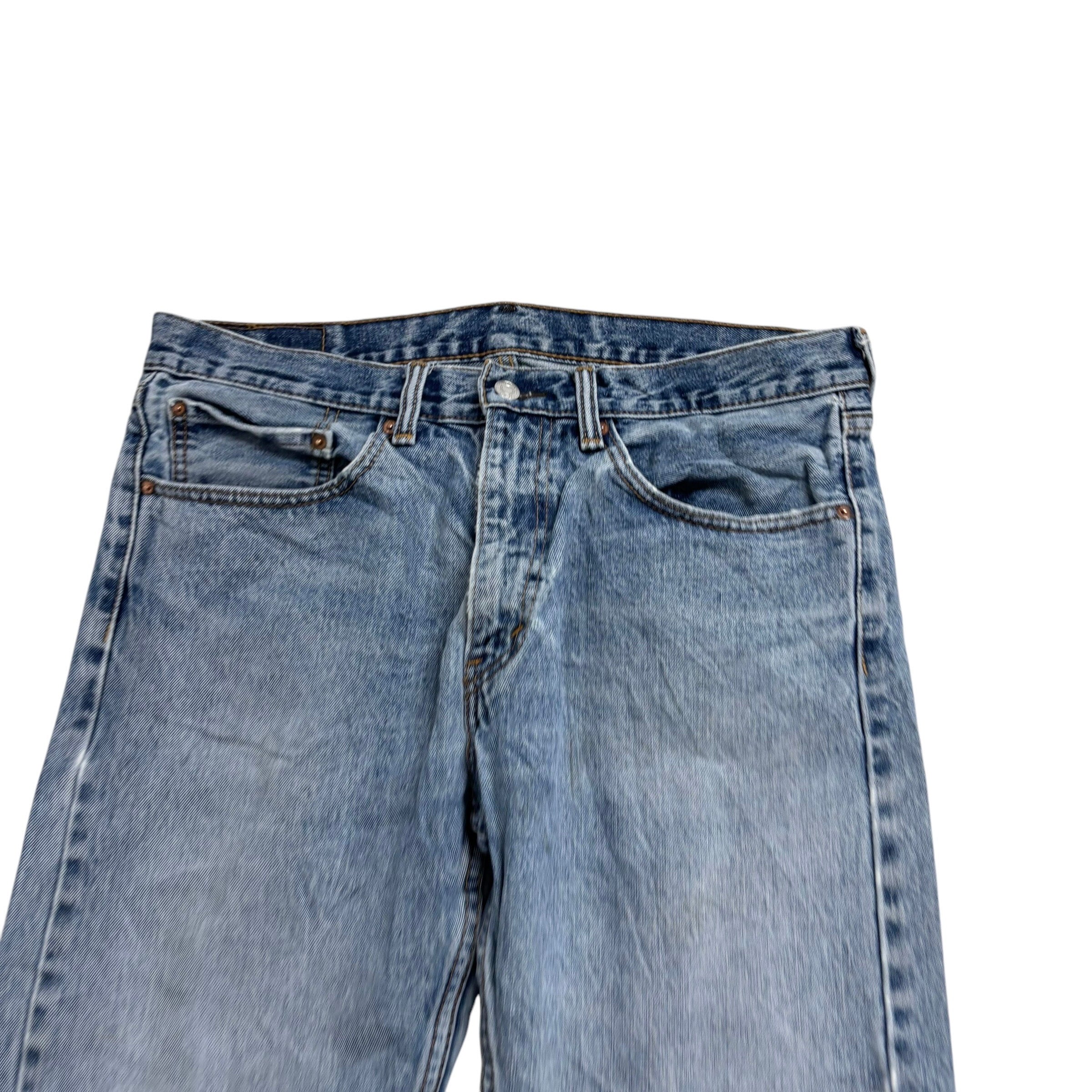 Levis 505 Jeans W34 L32 Mens Light Blue Regular Straight Fit Denim (F)
