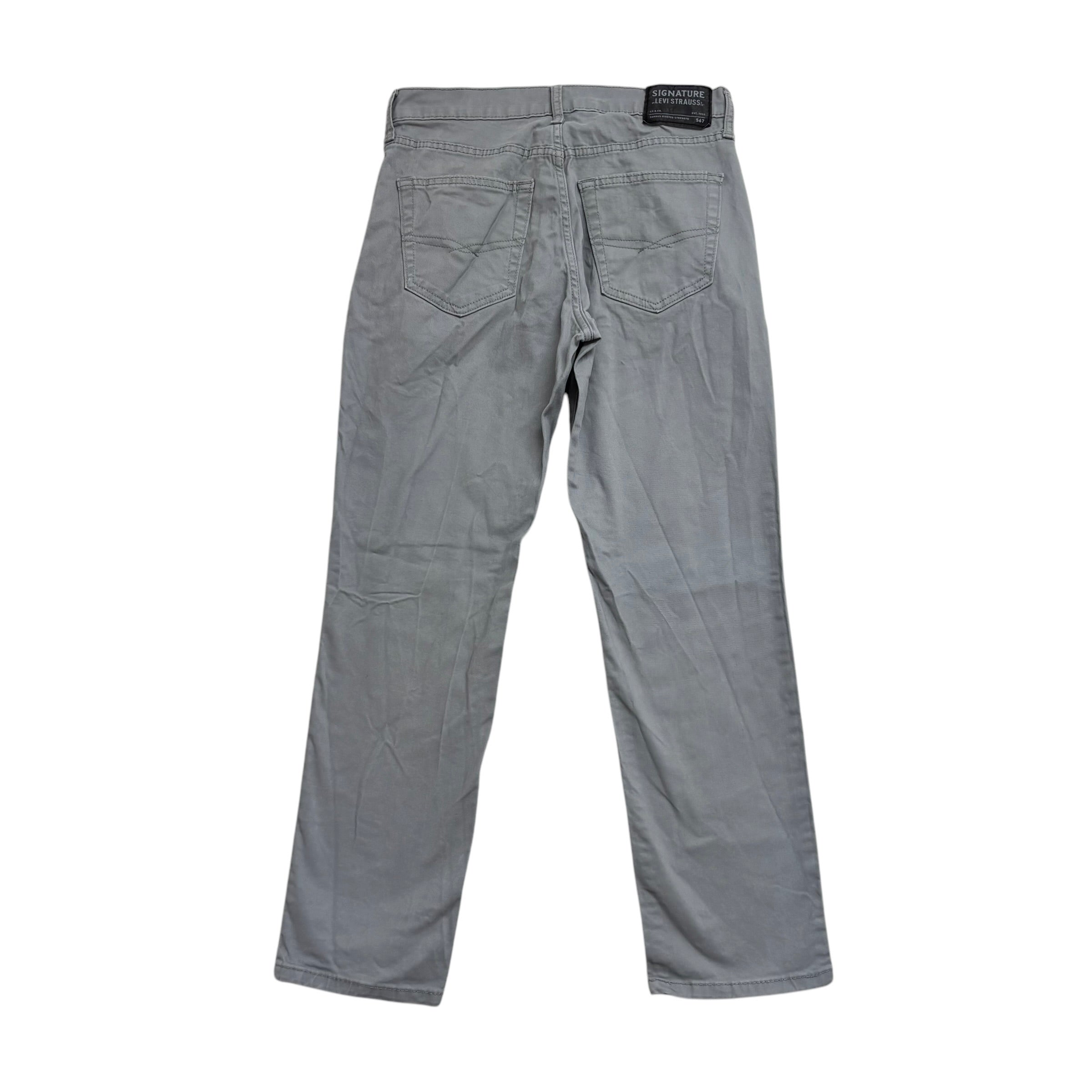 Levis Signature Trousers W30 L29 Mens Grey Athletic Fit Stretch Pants (E)