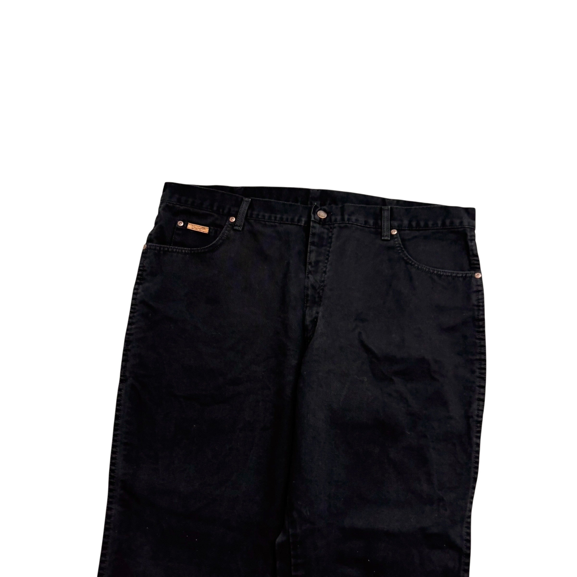 Wrangler Texas Jeans W40 L30 Mens Black Regular Straight Fit Denim (E)