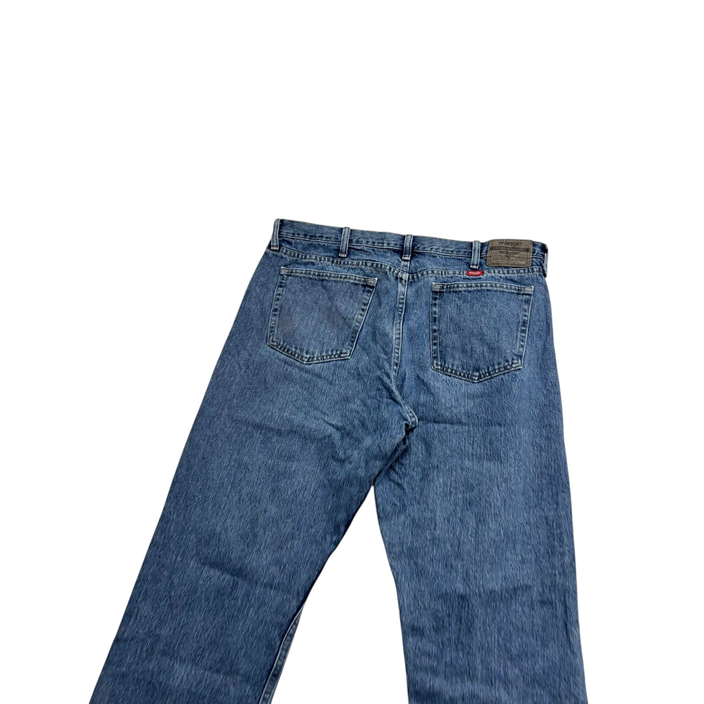 Wrangler Jeans W37 L32 Mens Mid Blue Baggy Relaxed Straight Fit Denim (E)