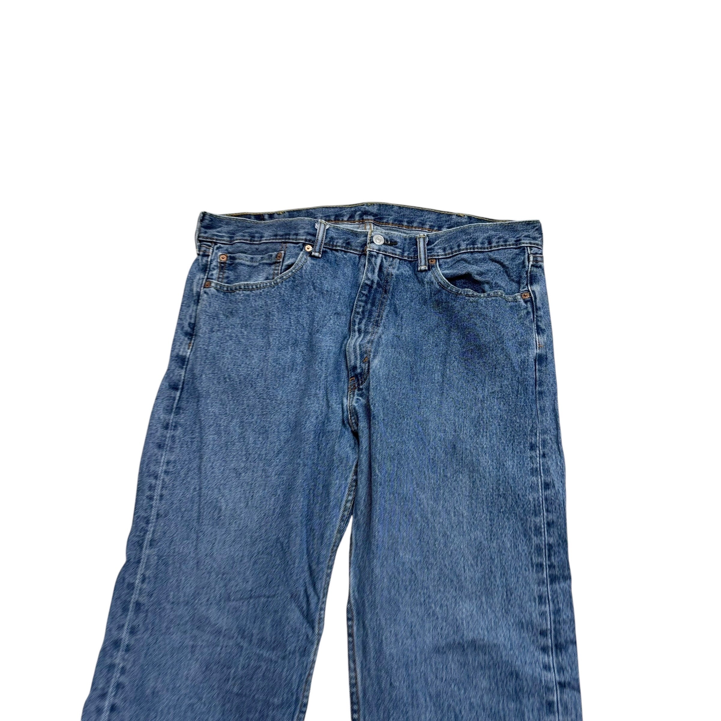 Levis 505 Jeans W38 L32 Mens Mid Blue Regular Straight Fit Denim (E)