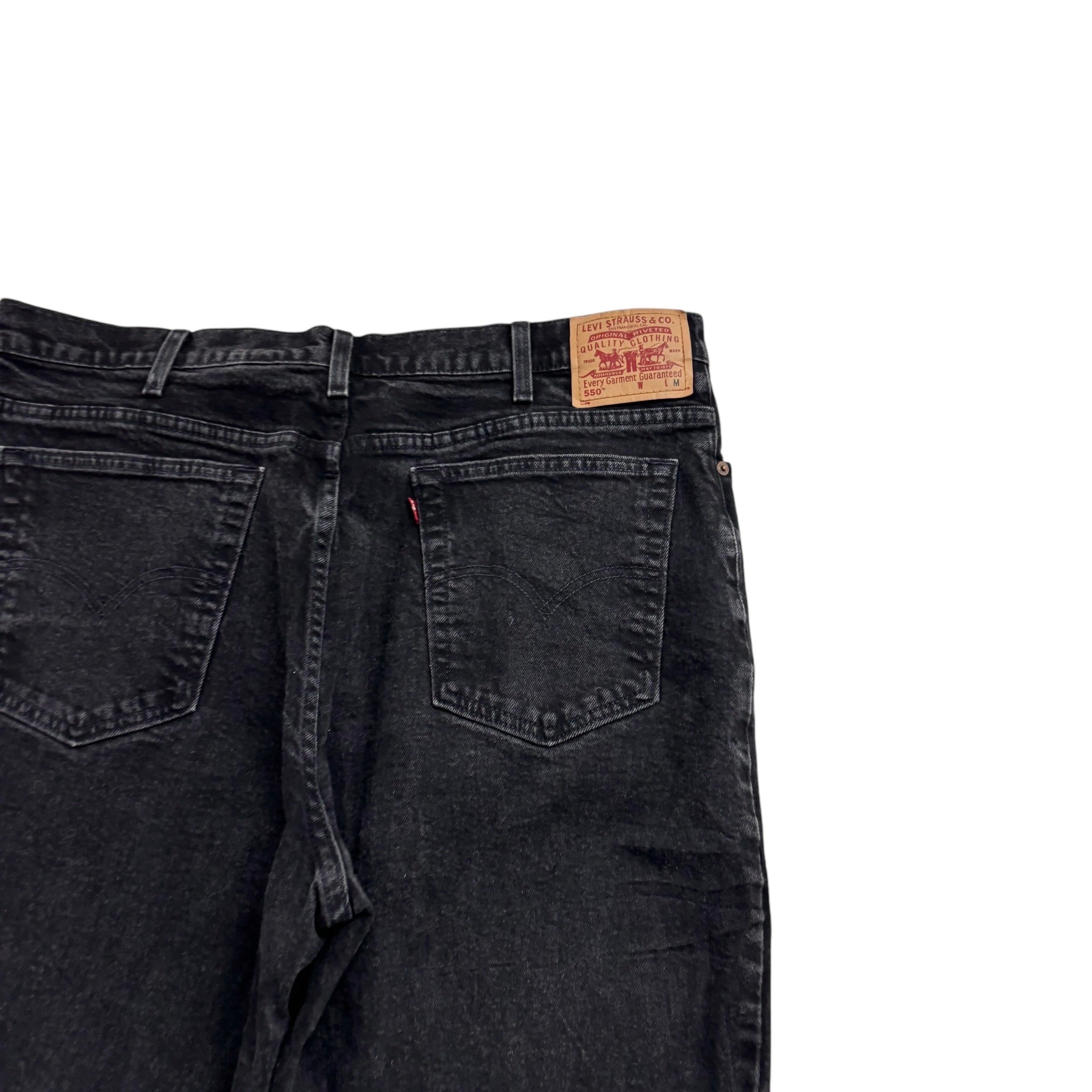Levis 550 Jeans W38 L30 Womens Black Relaxed Taper Mom Fit Vintage Stretch Denim