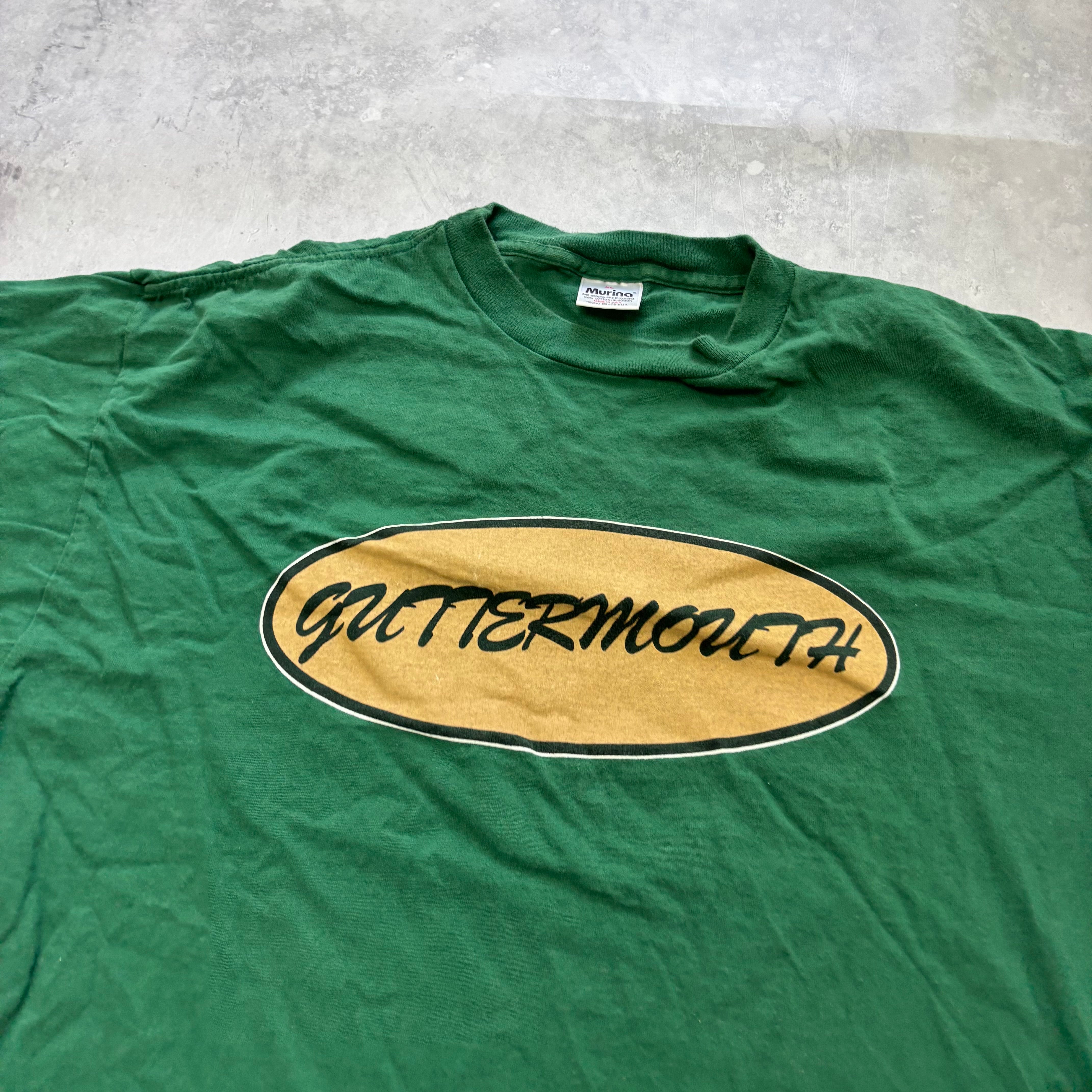 Vintage Guttermouth T Shirt Mens XL Green 90s Punk Band Music (E)