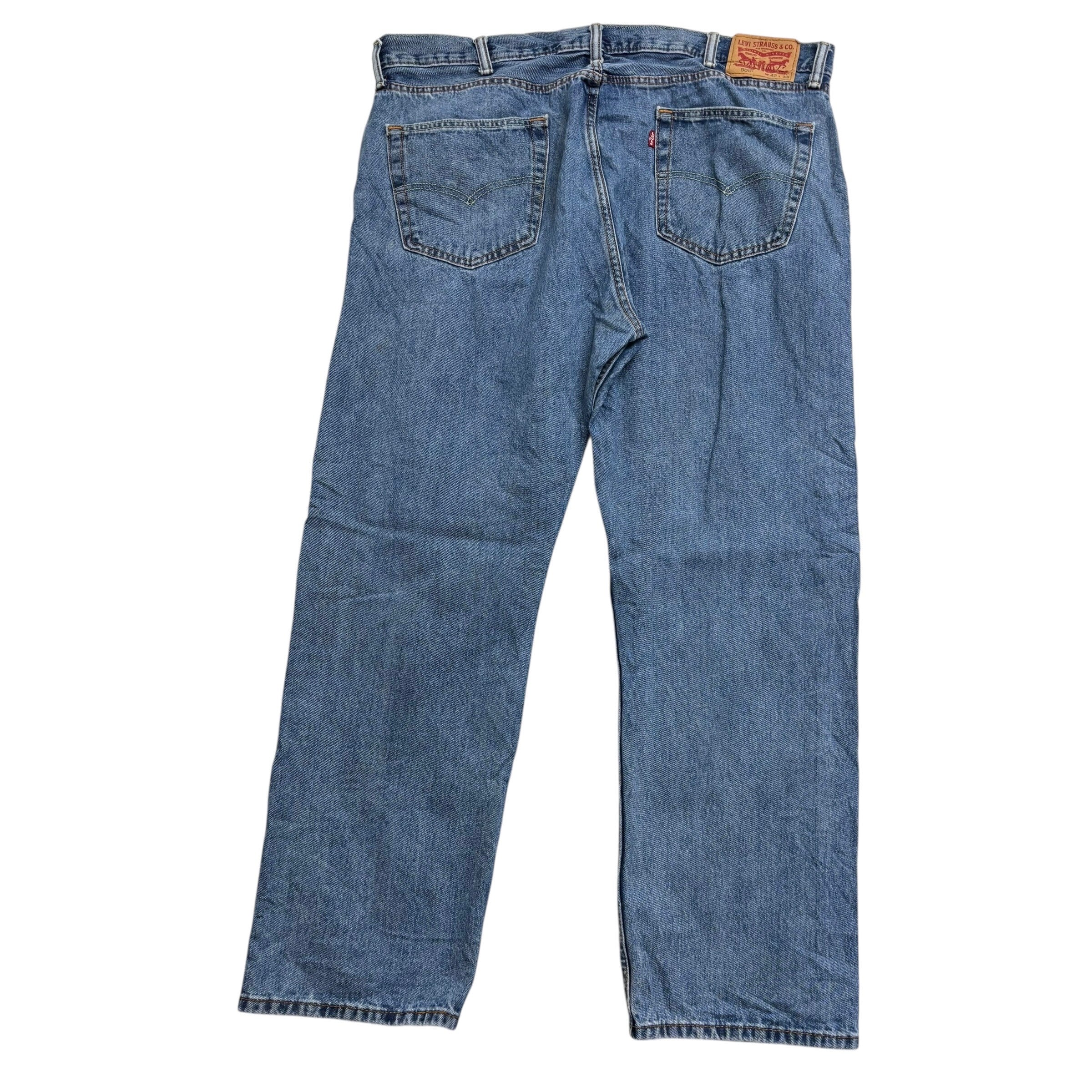 Levis 505 Jeans W42 L32 Mens Mid Blue Regular Straight Fit Denim