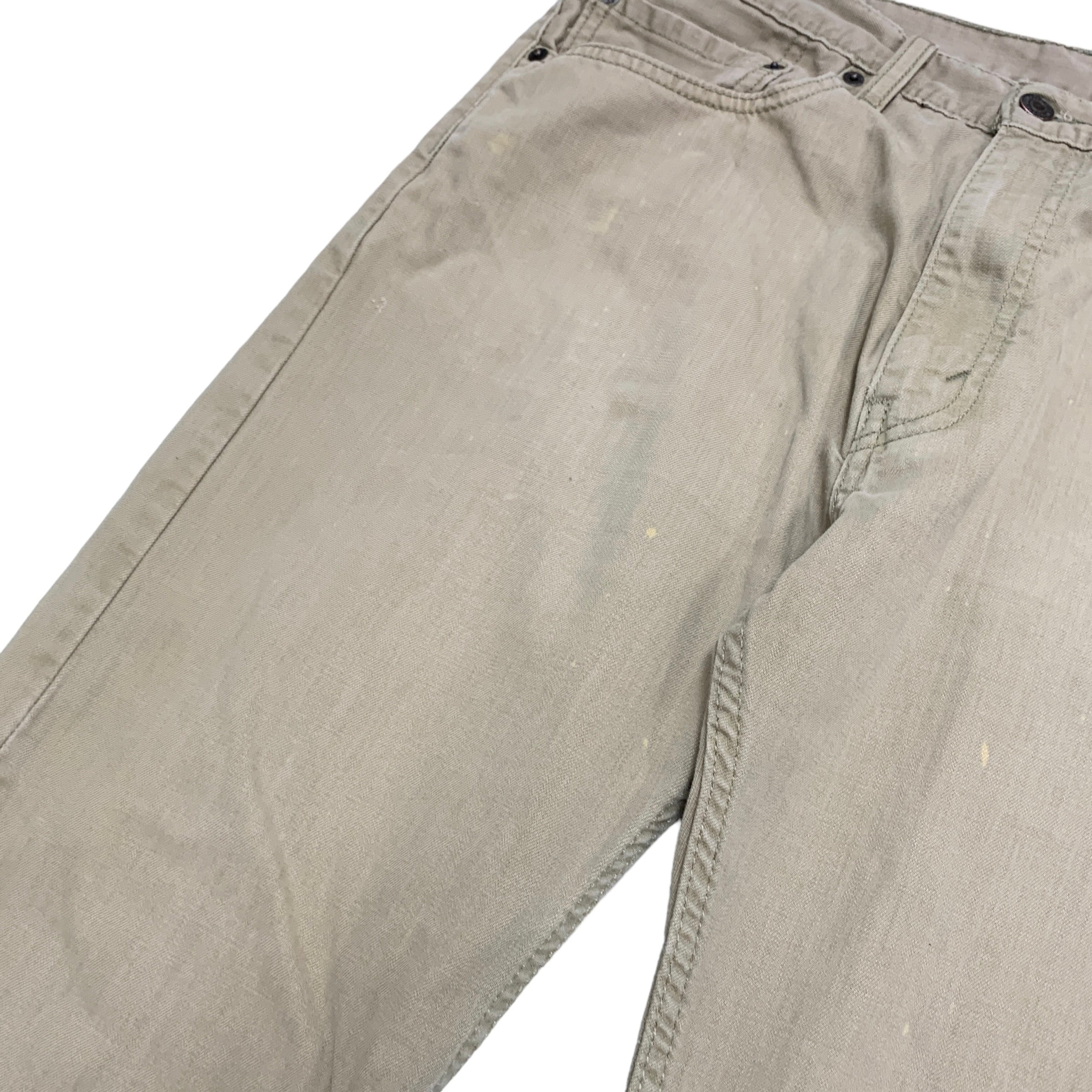 Levis 505 Trousers W34 L32 Mens Tan Regular Straight Fit Cotton Pants