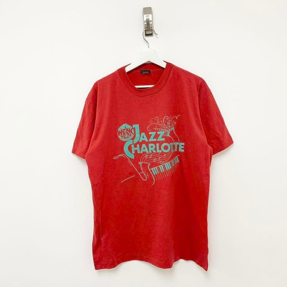 Vintage T Shirt Mens XL Red Single Stitch Graphic Print 90s USA Jazz Music