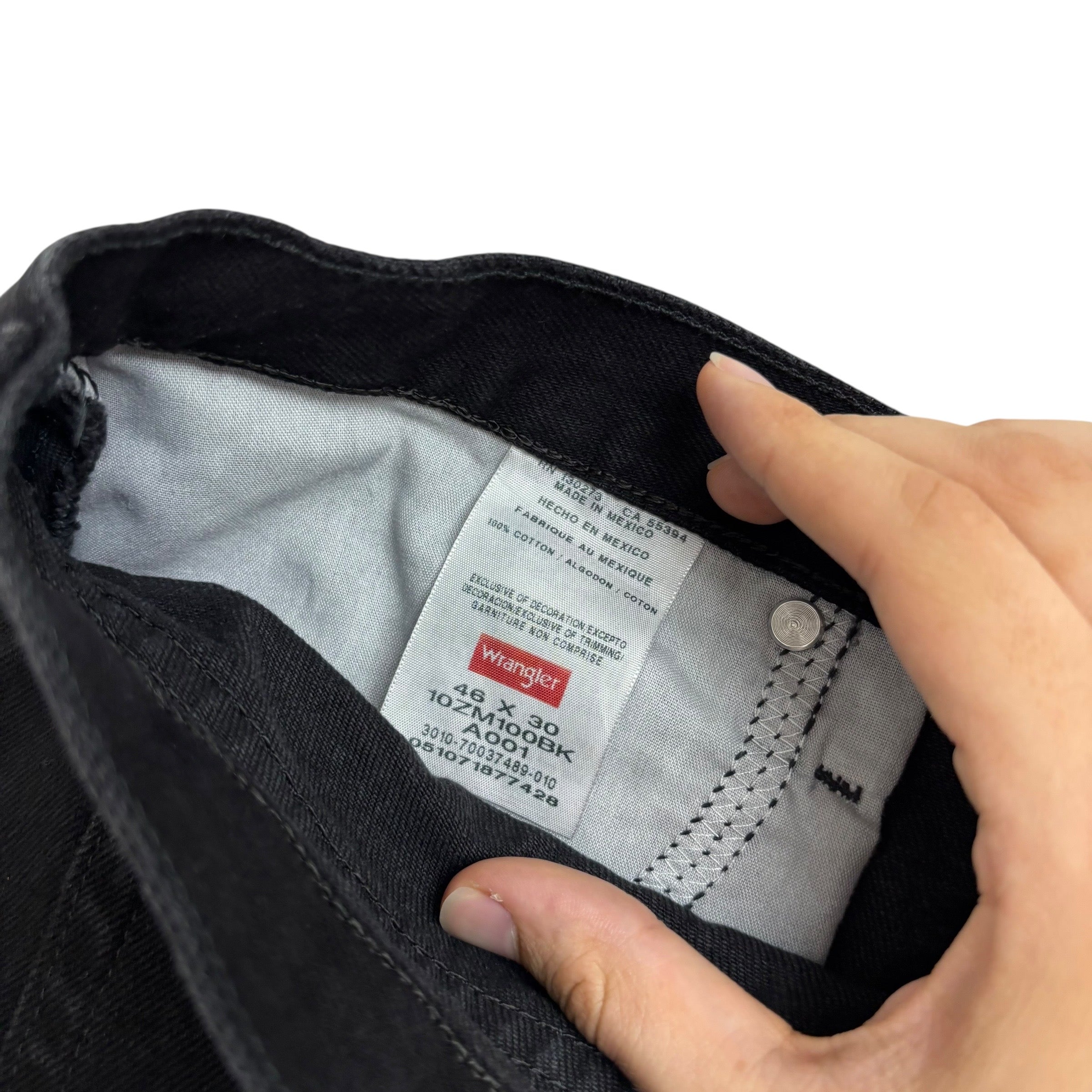 Wrangler Jeans W46 L30 Mens Black Regular Straight Fit Denim (E)