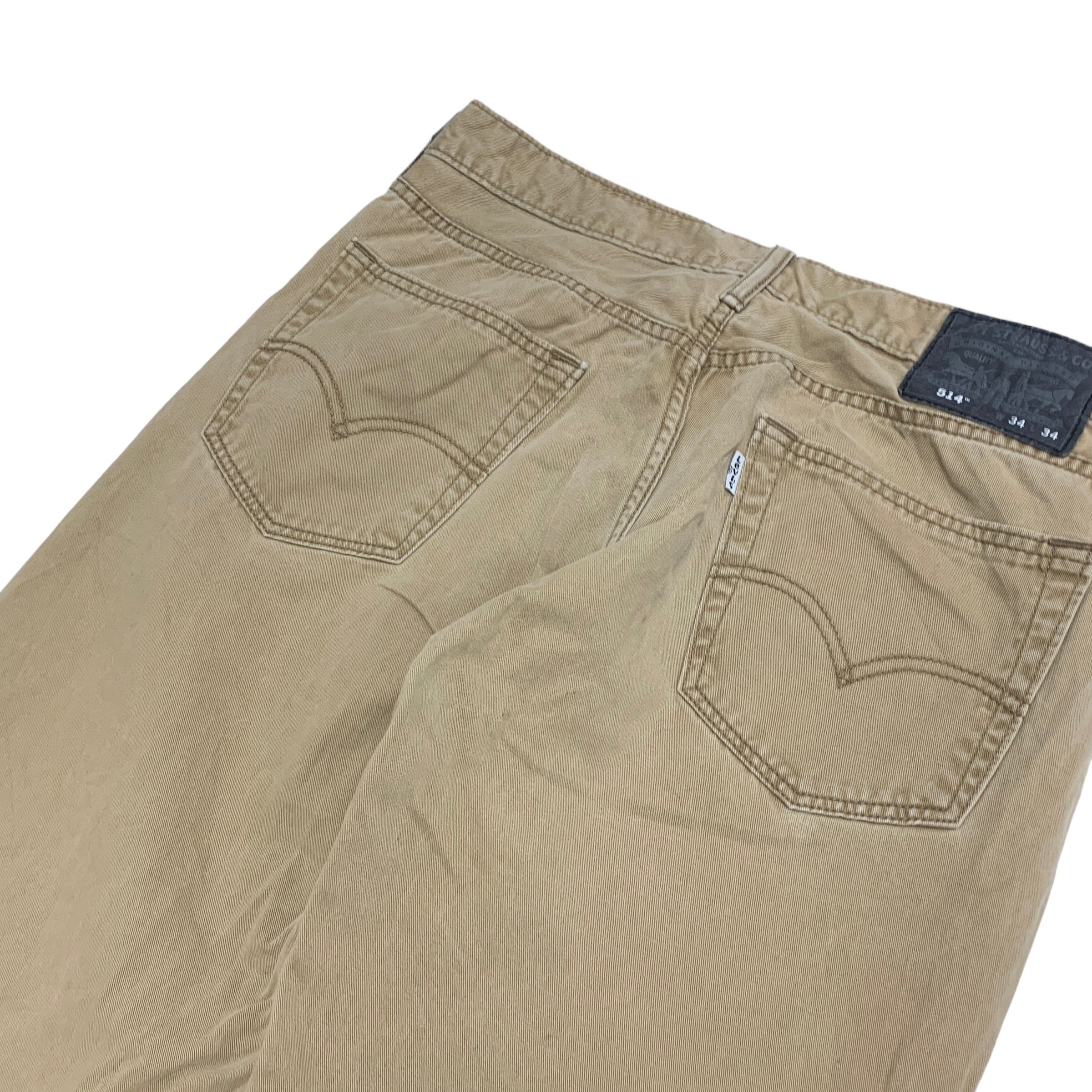 Levis 514 Trousers W34 L34 Mens Tan Regular Straight Fit Pants