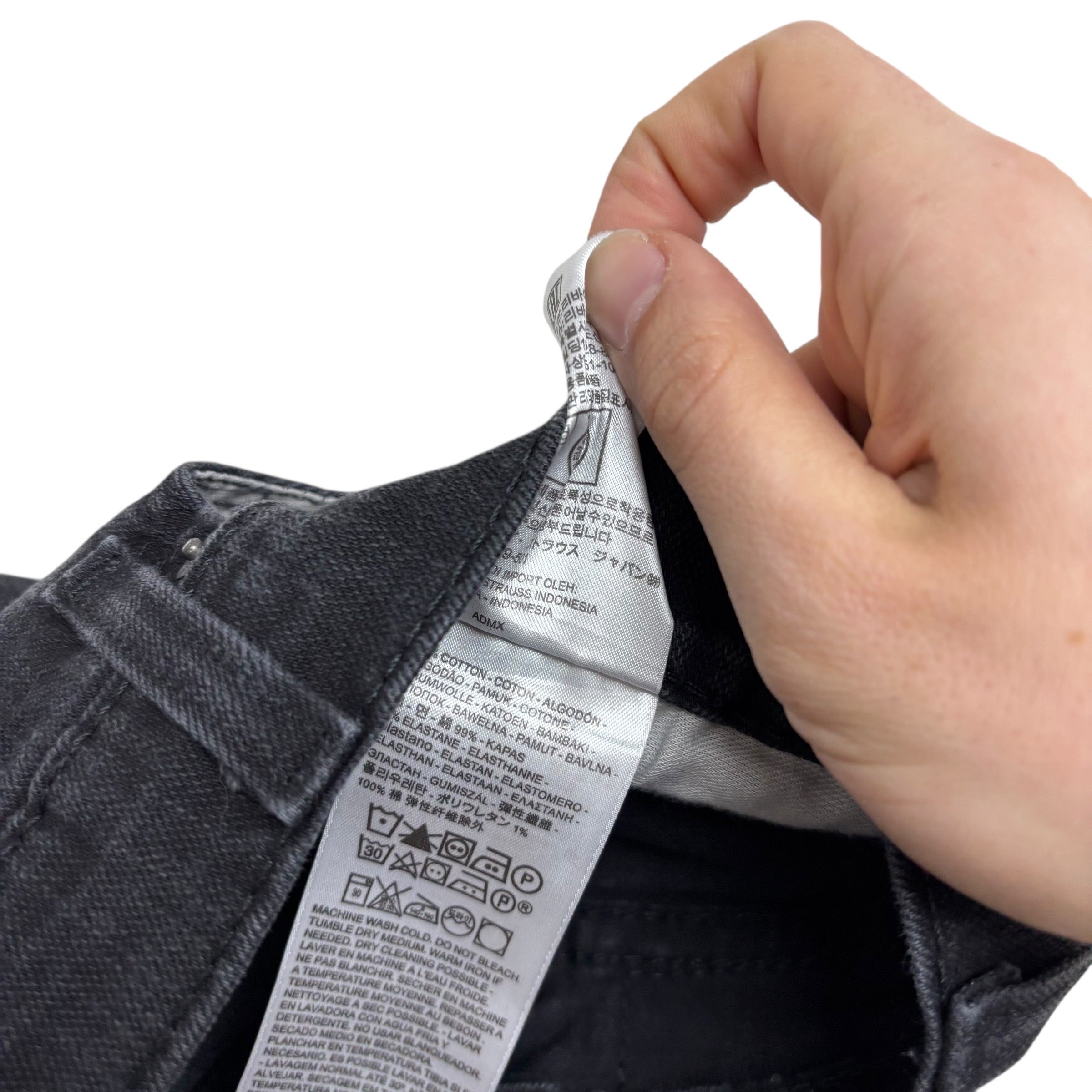 Levis 559 Jeans W38 L30 Mens Black Regular Straight Fit Stretch Denim