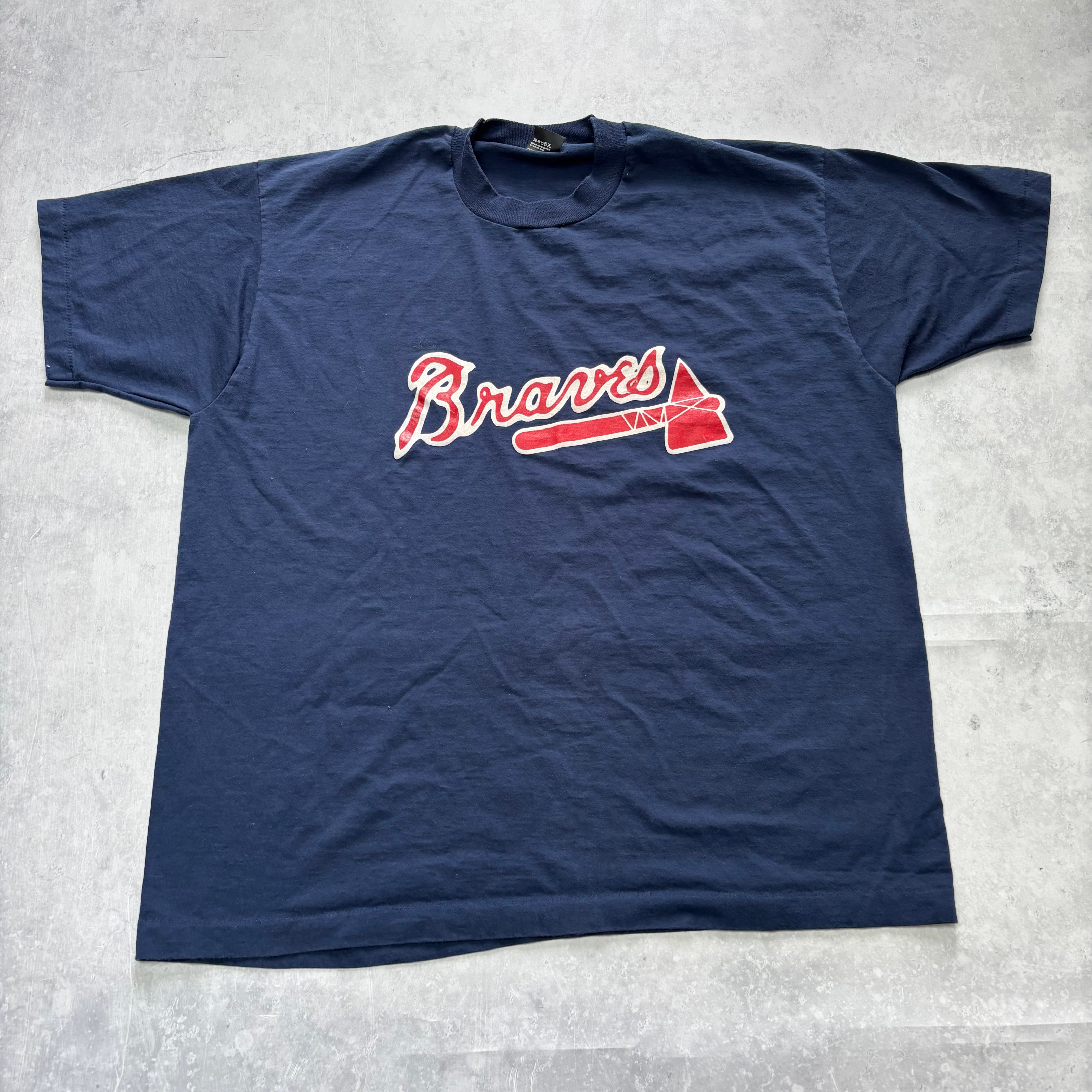 Vintage T Shirt Mens XXL Navy Blue Single Stitch Graphic Print 90s USA MLB (E)
