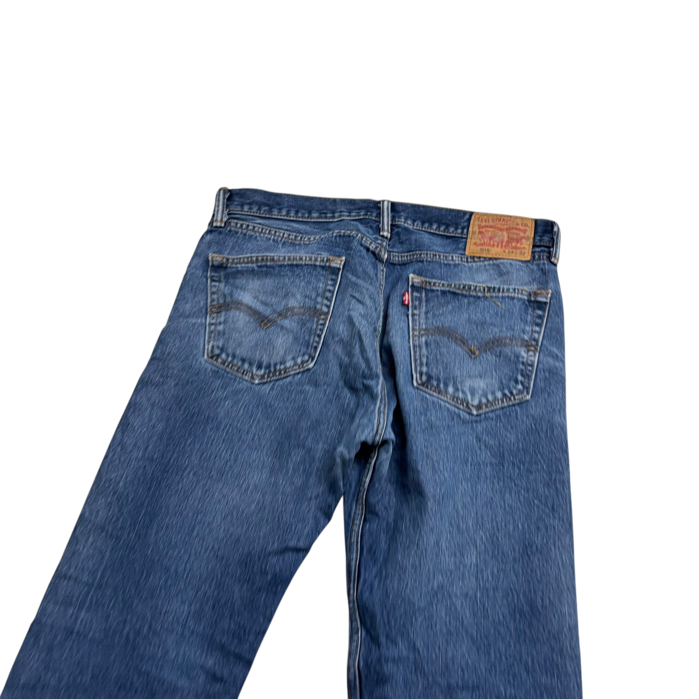 Levis 505 Jeans W34 L31 Mens Mid Blue Regular Straight Fit Denim (E)