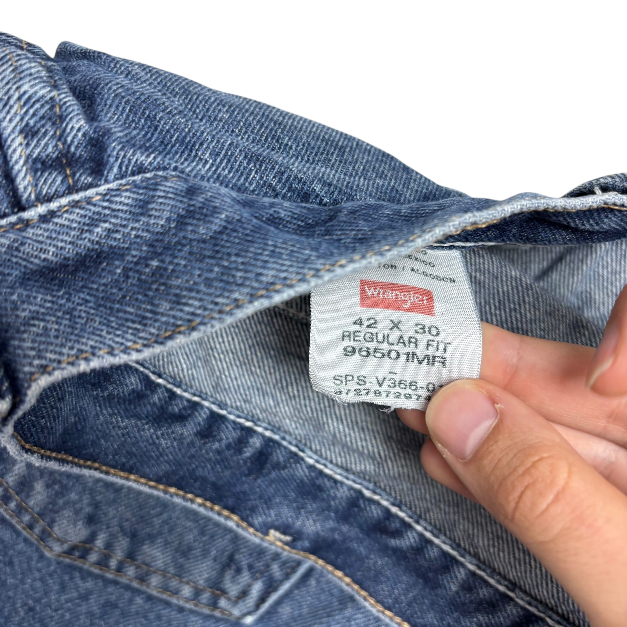 Wrangler Jeans W42 L30 Mens Mid Blue Regular Straight Fit Denim (E)