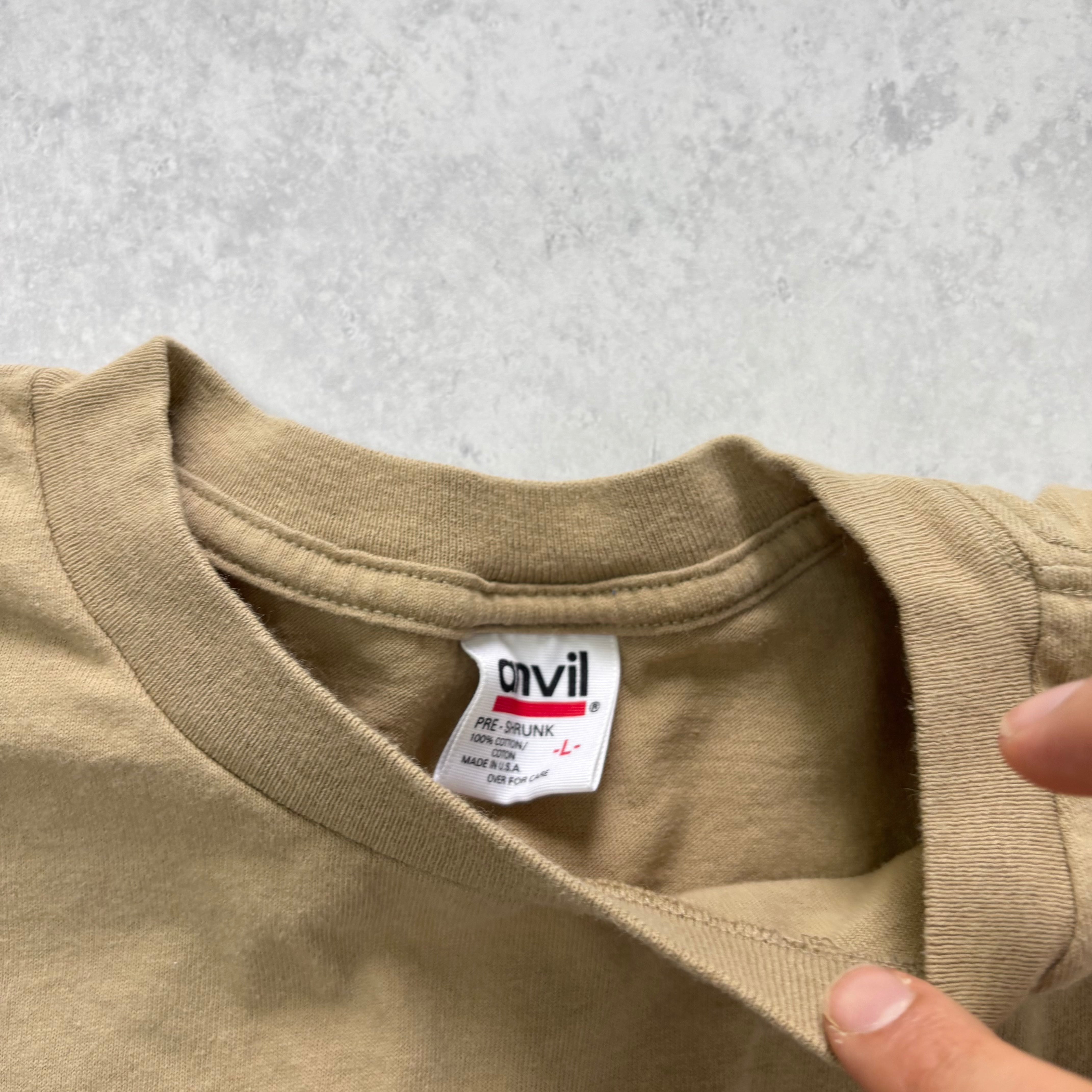 Vintage T Shirt Mens Medium Beige Single Stitch Graphic Print 90s Tourist (E)